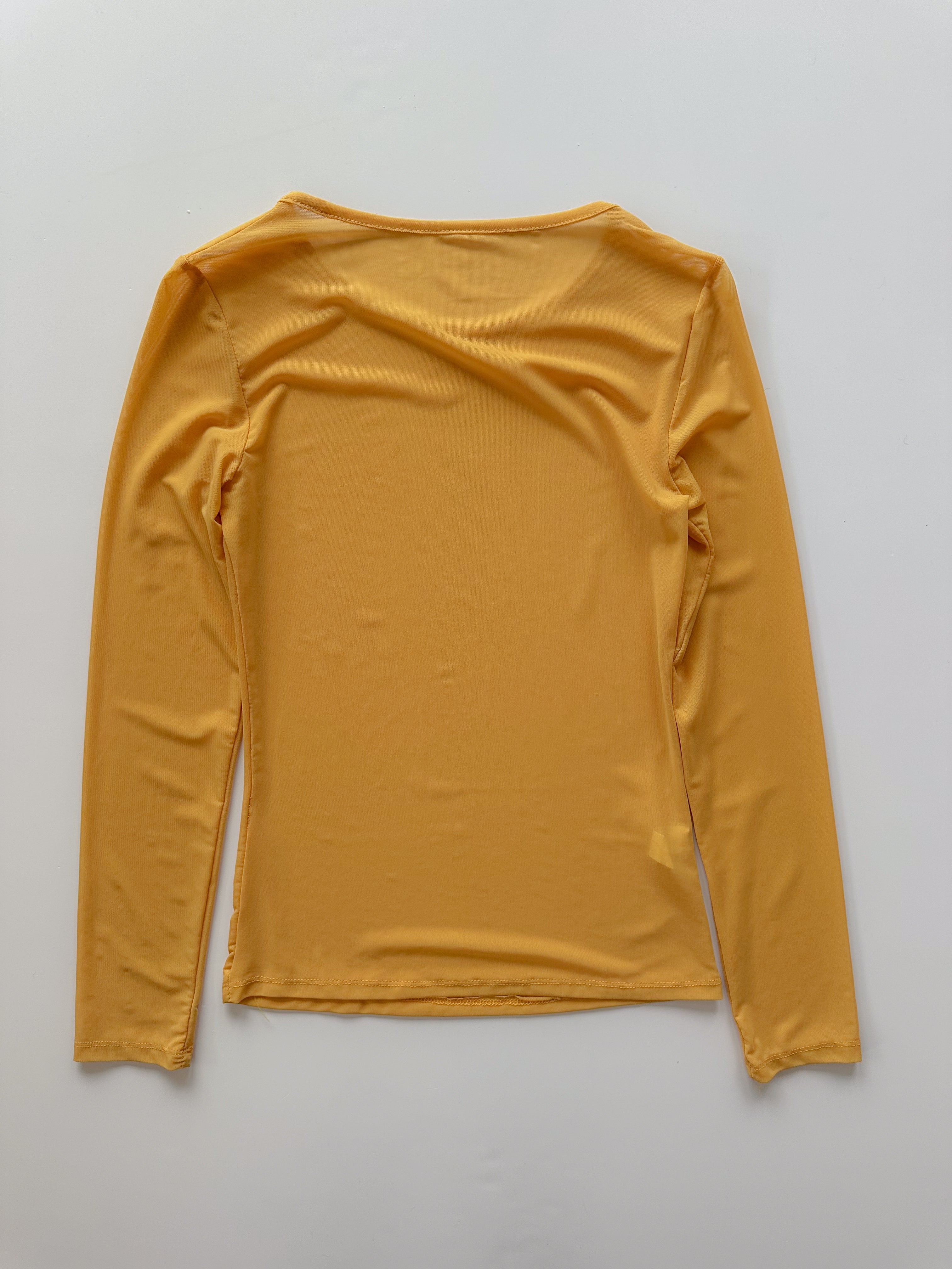 mustard mesh top / size small