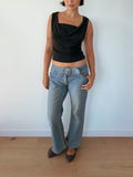 low rise belt jeans — size S-M