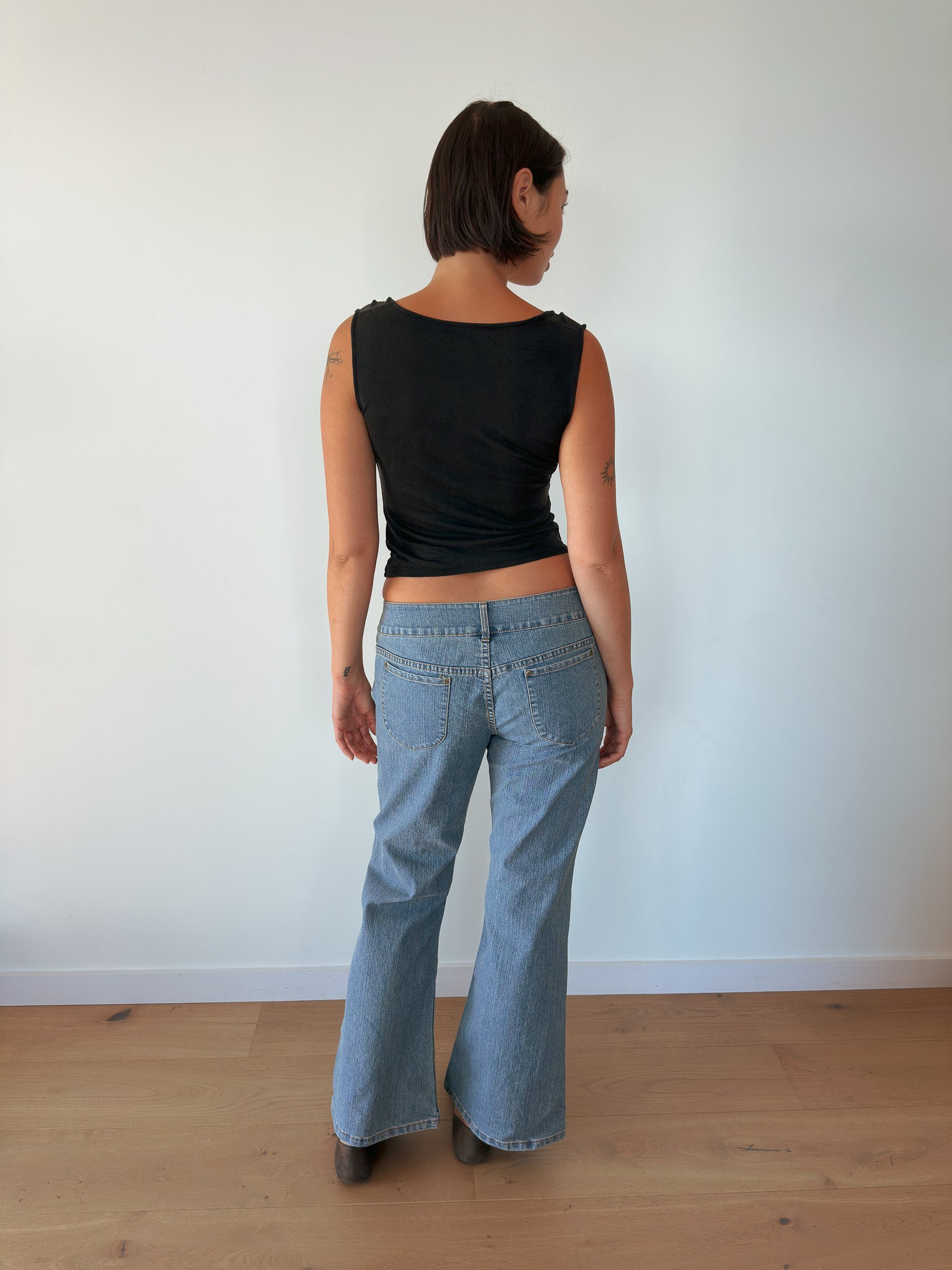 low rise belt jeans — size S-M