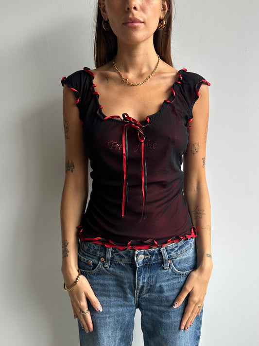 Ruched Mesh Top - Size L