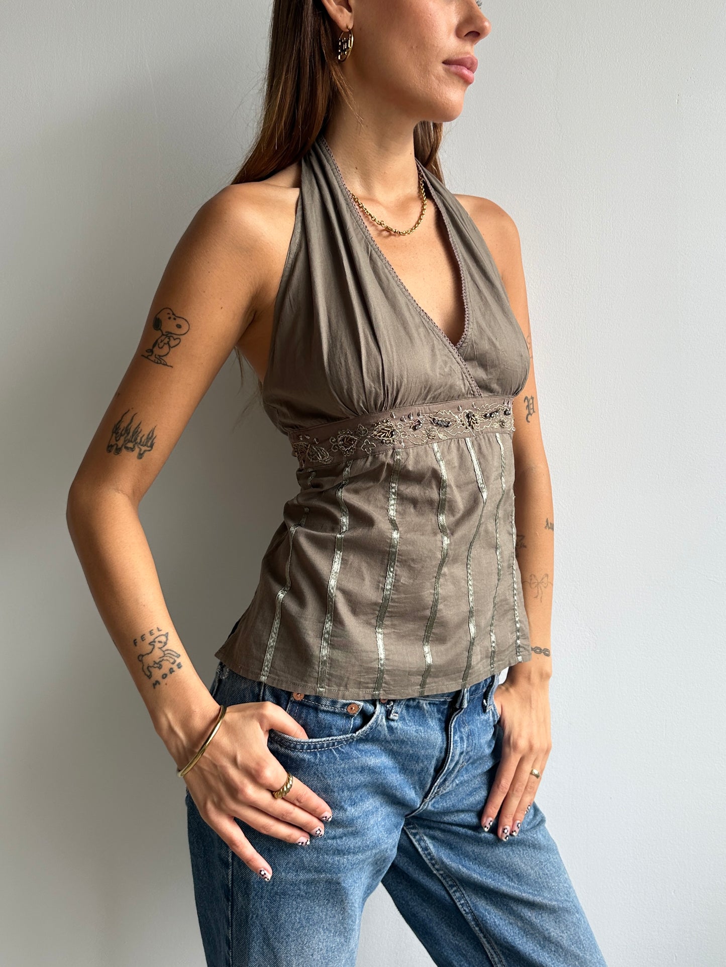 Beaded Halter Top - Size M/L