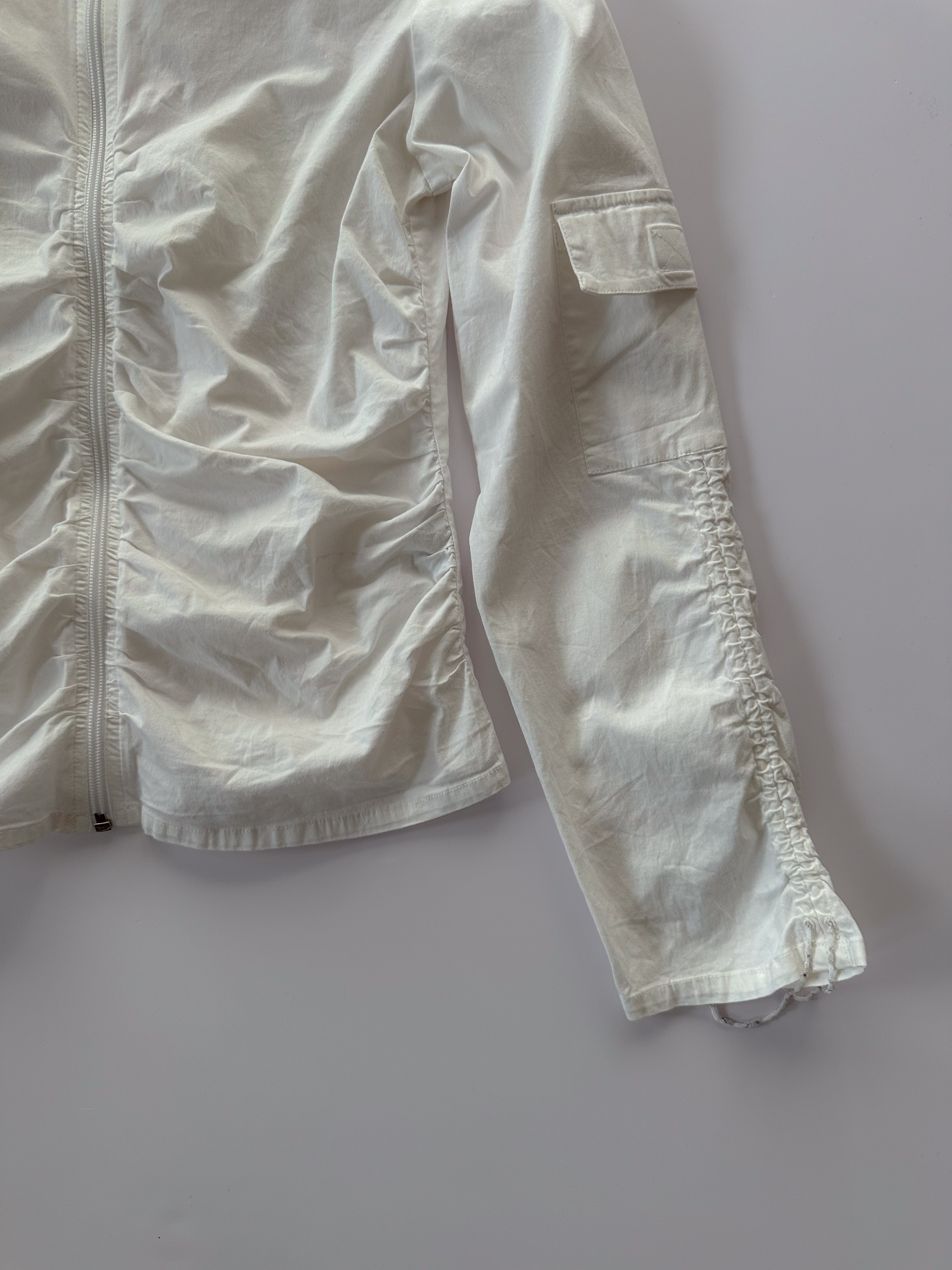 ruffle zip shirt / size xsmall