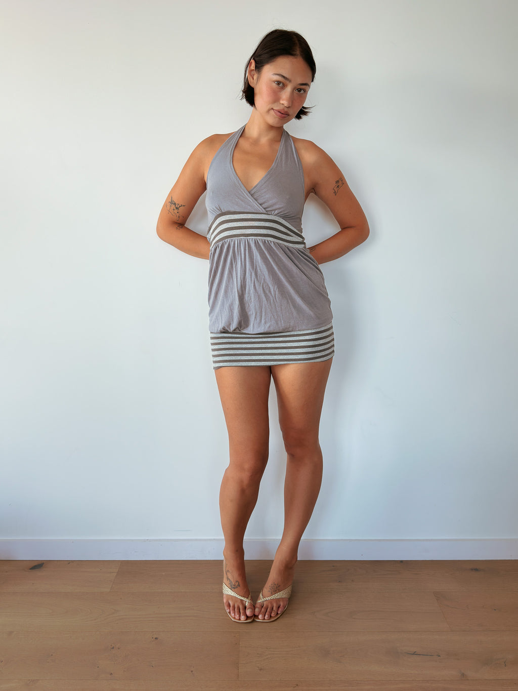 bubble hem halter dress — size S