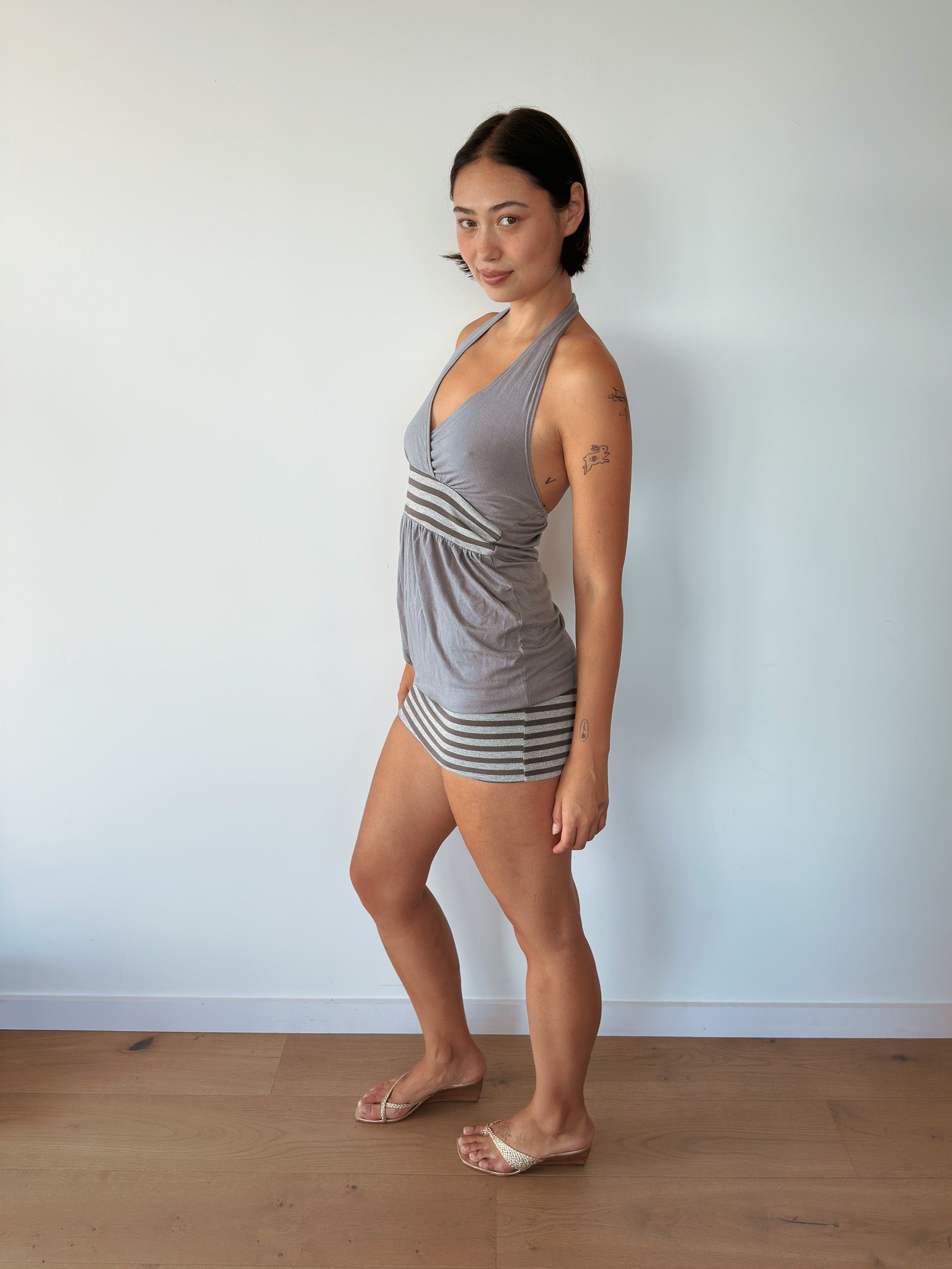 bubble hem halter dress — size S