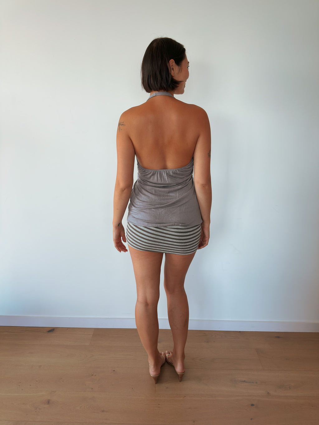 bubble hem halter dress — size S
