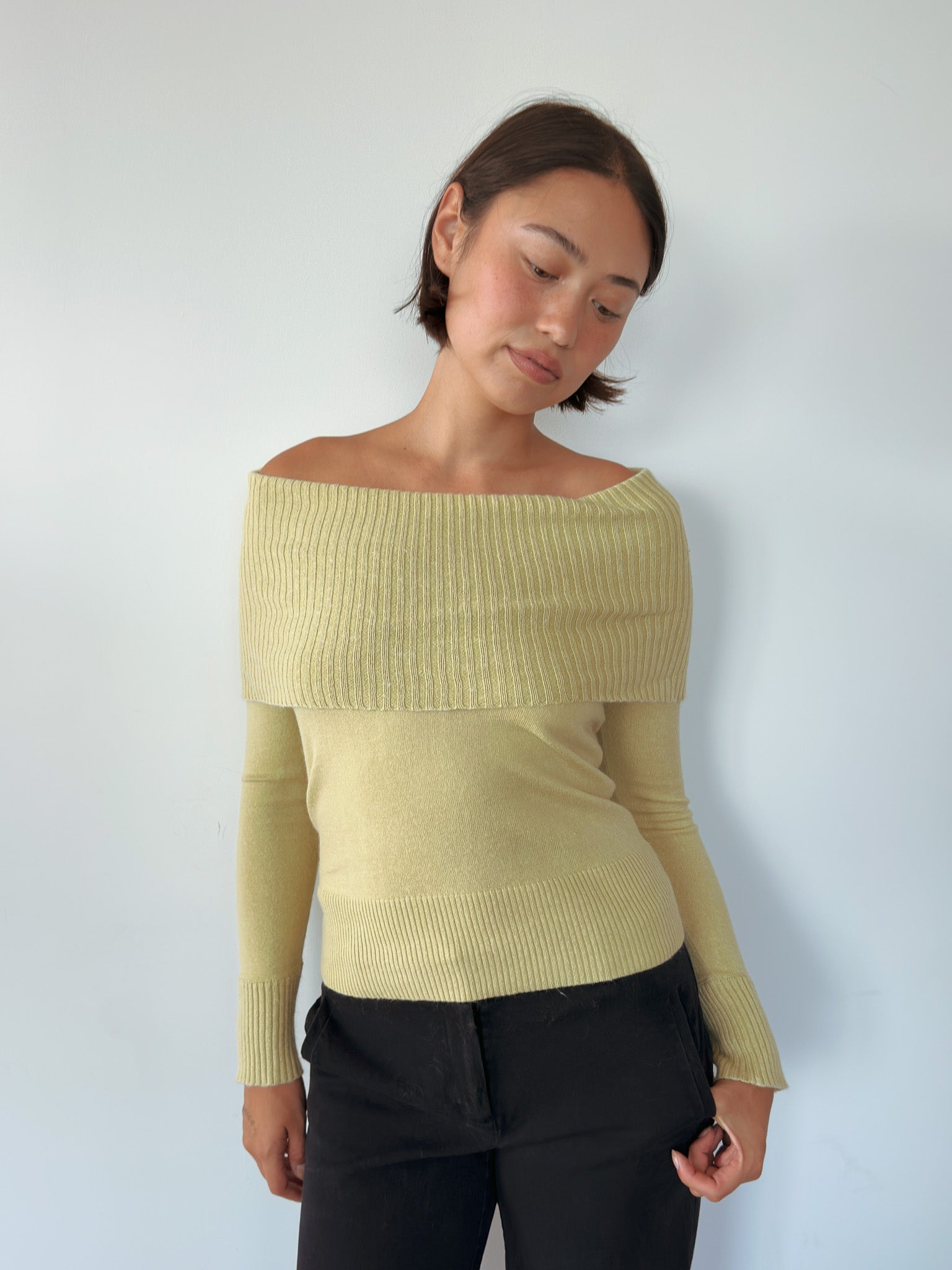 off shoulder knit jumper — size S