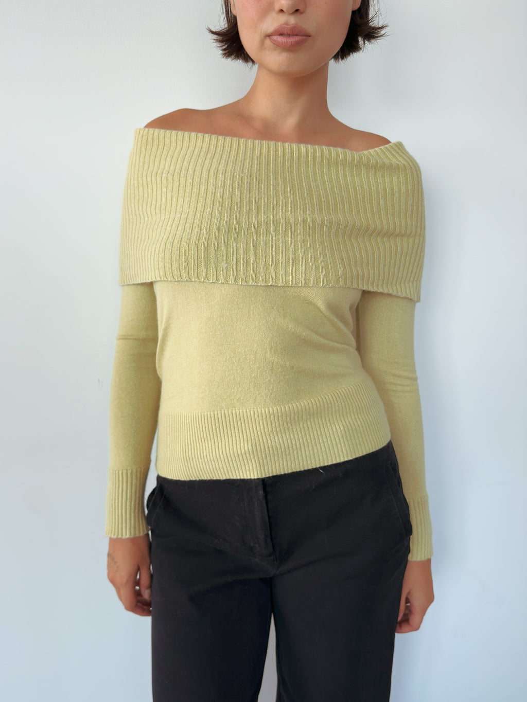 off shoulder knit jumper — size S