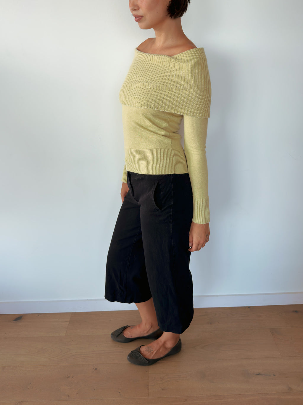off shoulder knit jumper — size S