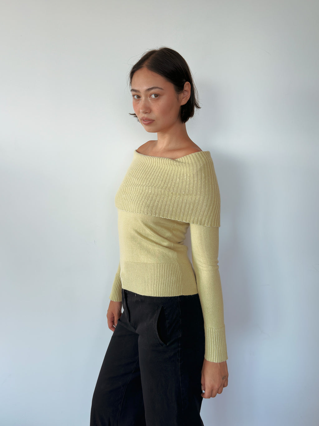 off shoulder knit jumper — size S