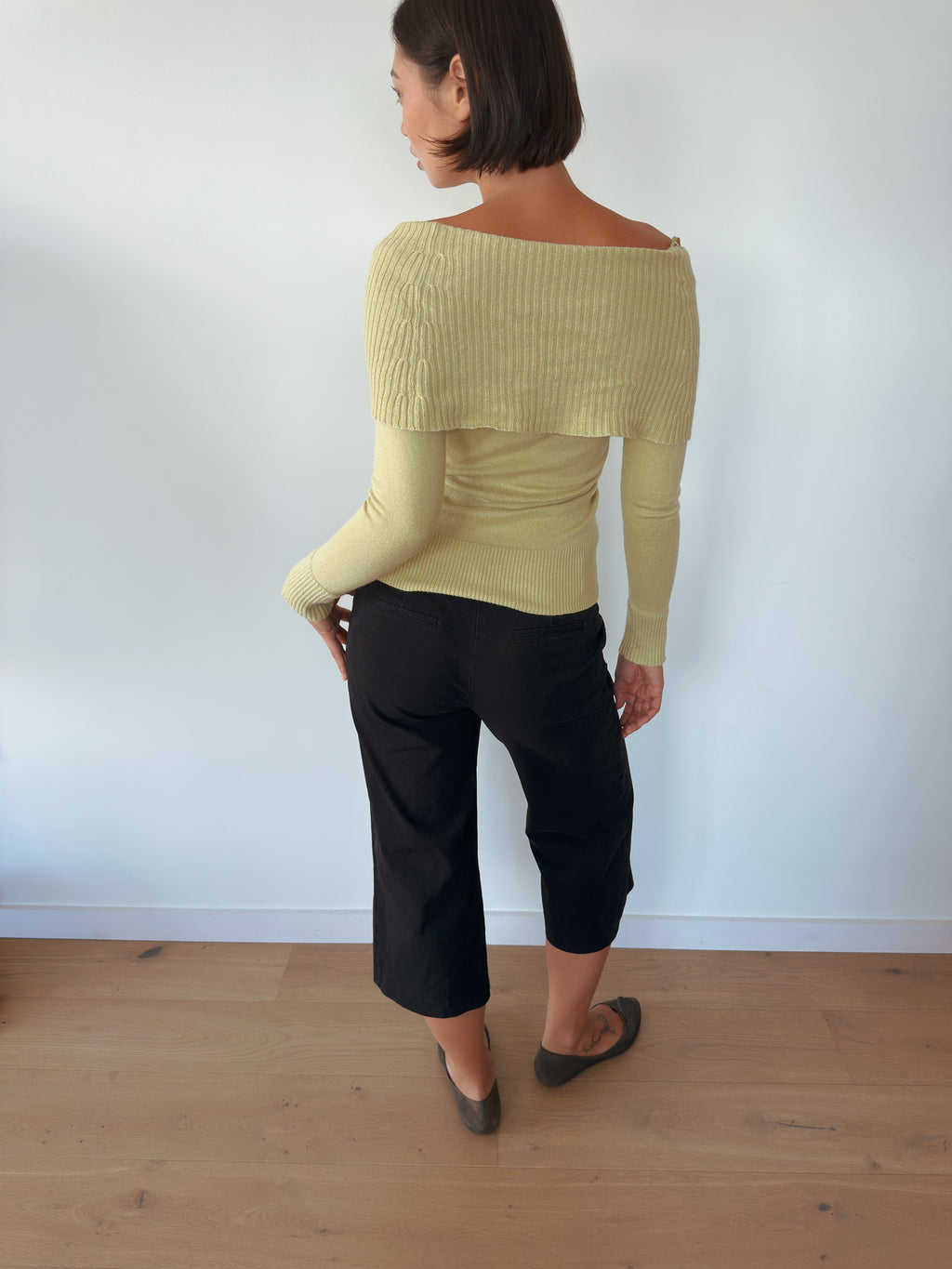 off shoulder knit jumper — size S