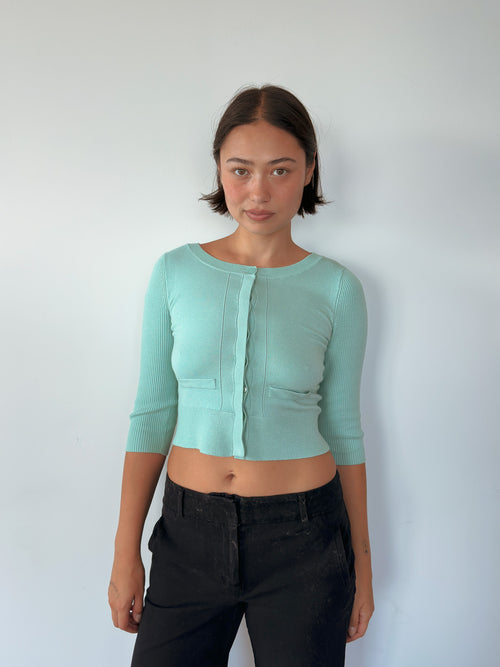 3/4 sleeve crop cardigan — size XS