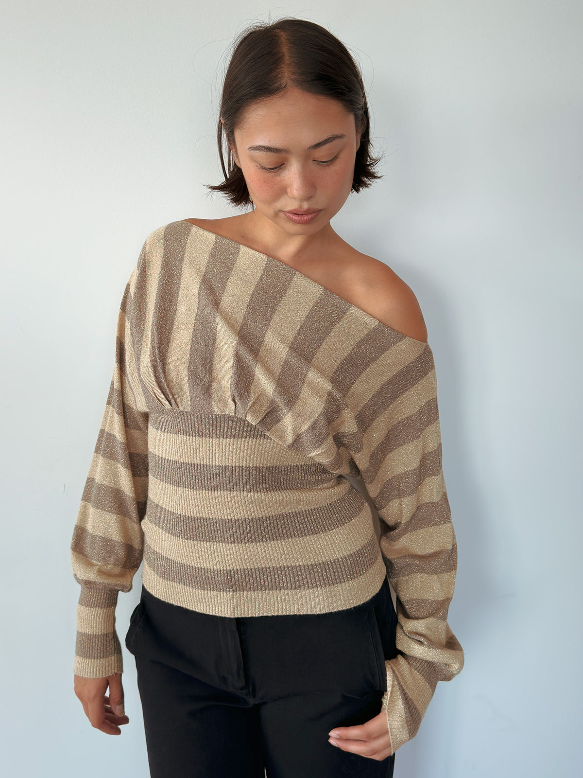 slouch stripe knit jumper — size S