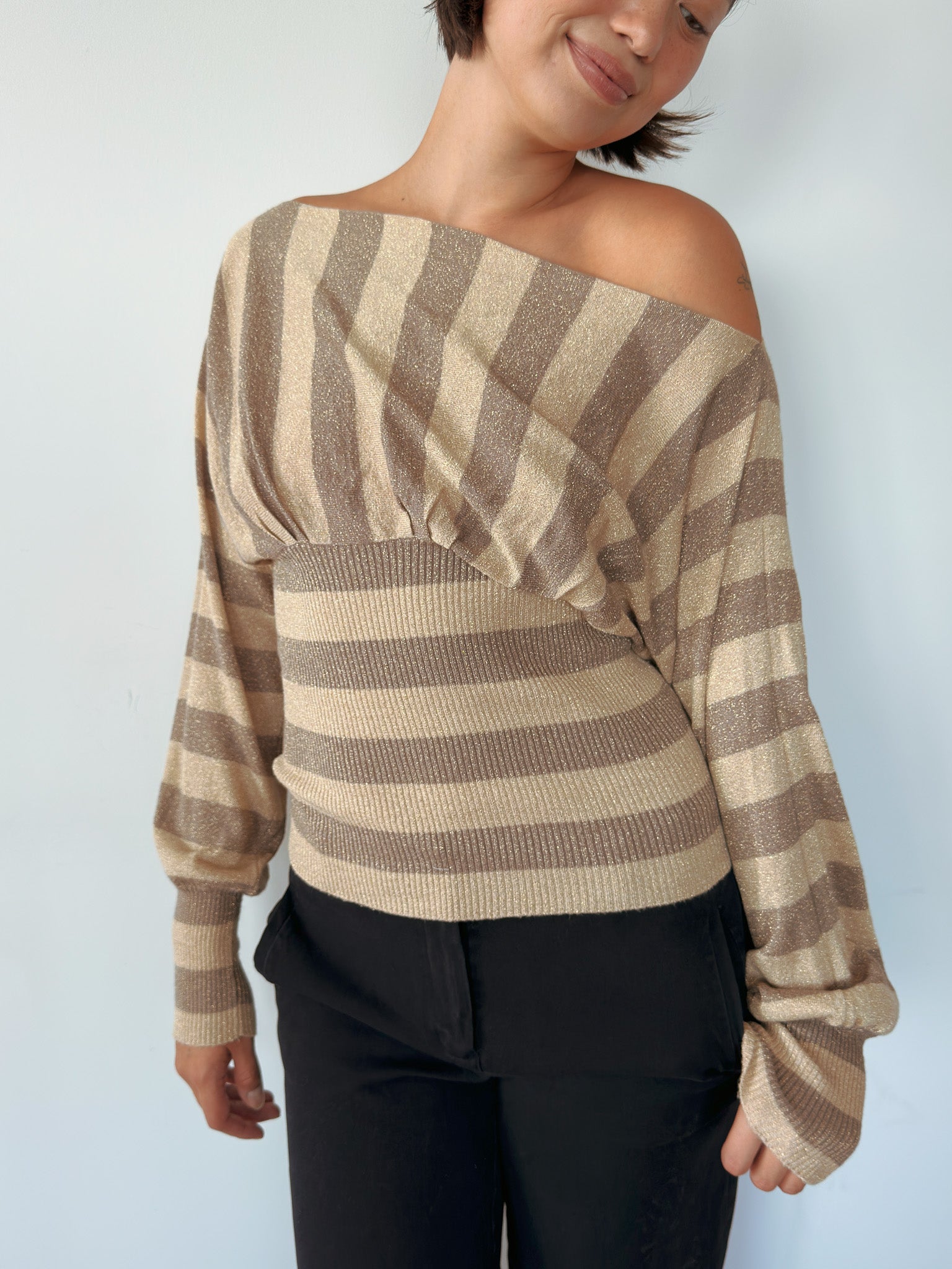 slouch stripe knit jumper — size S