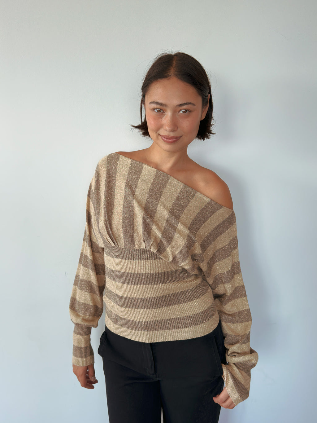 slouch stripe knit jumper — size S