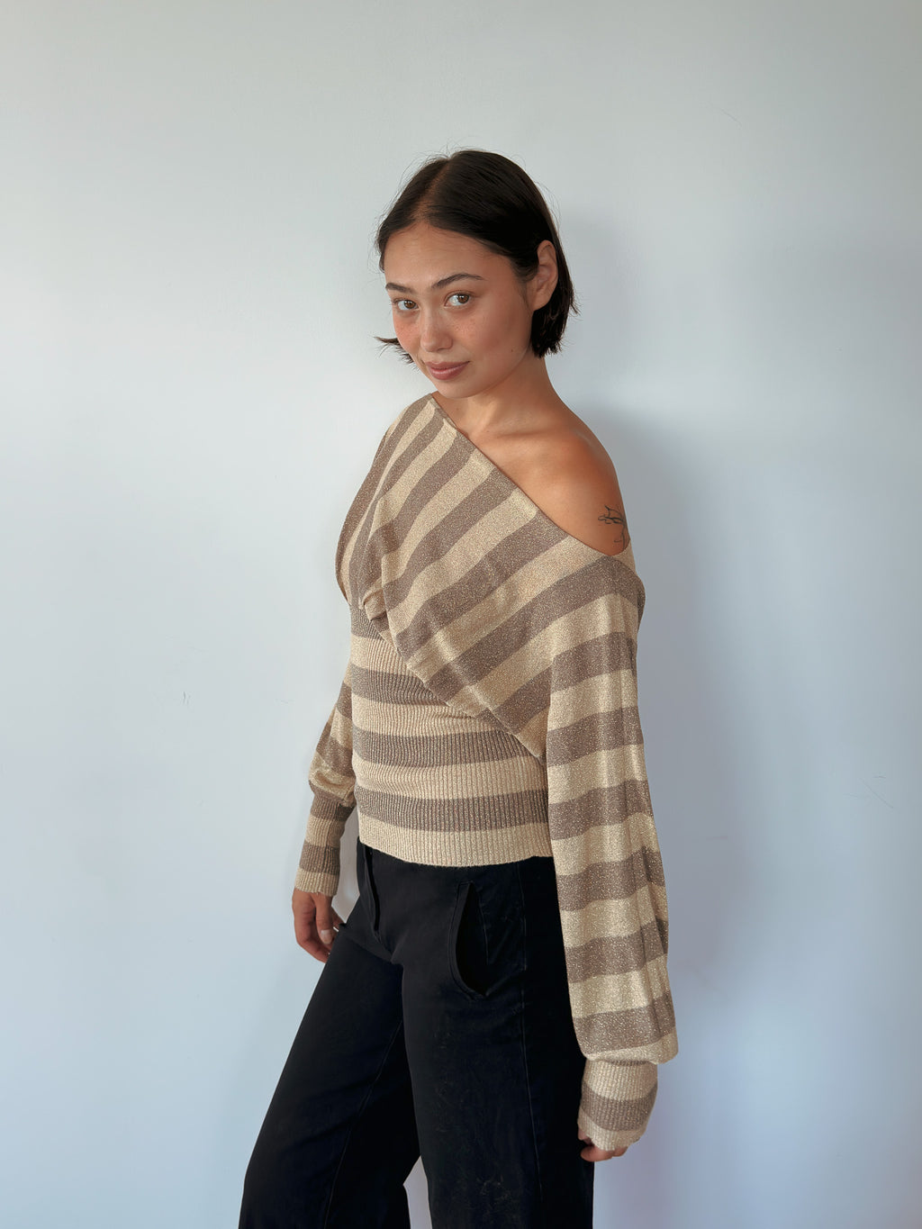 slouch stripe knit jumper — size S