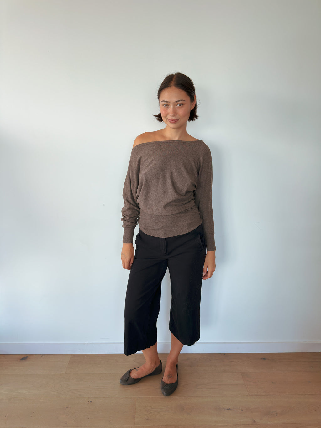 asymmetric slouch knit jumper — size S