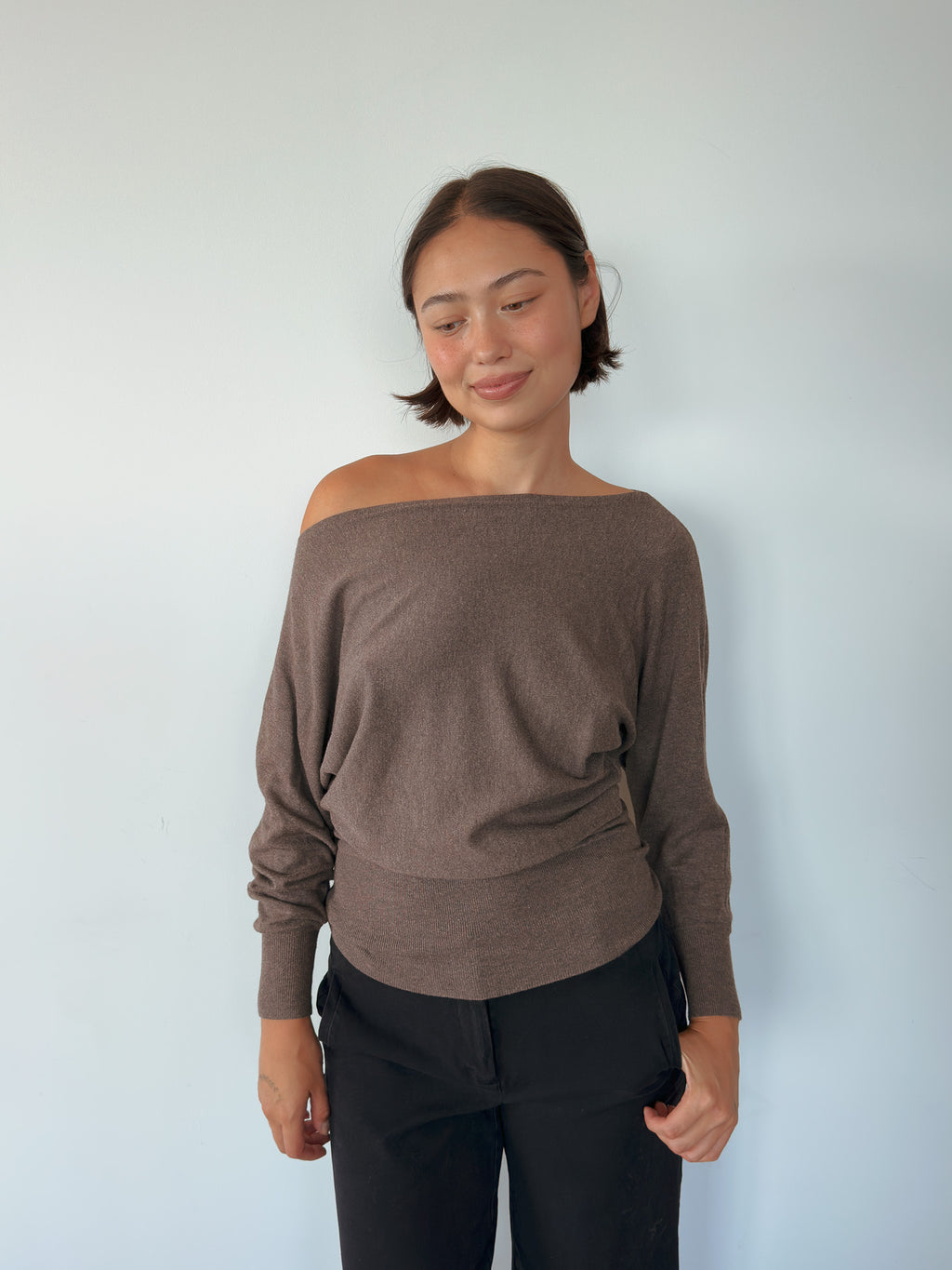 asymmetric slouch knit jumper — size S