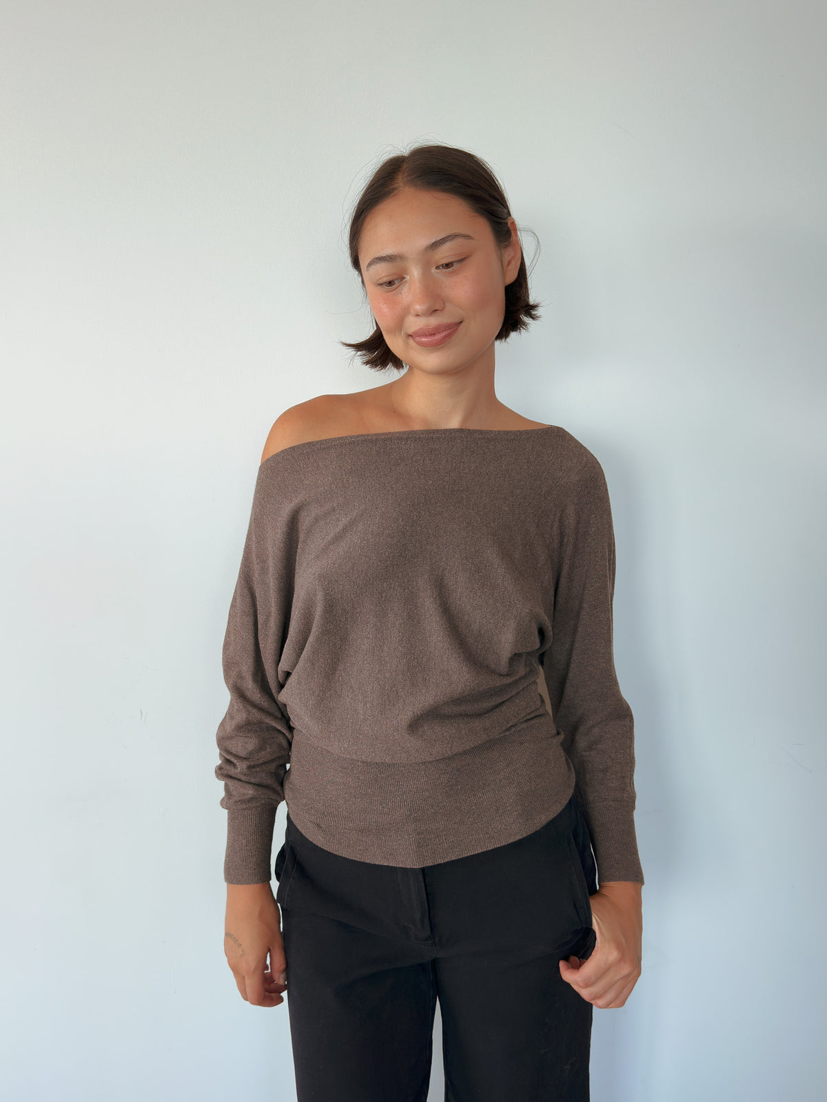 asymmetric slouch knit jumper — size S