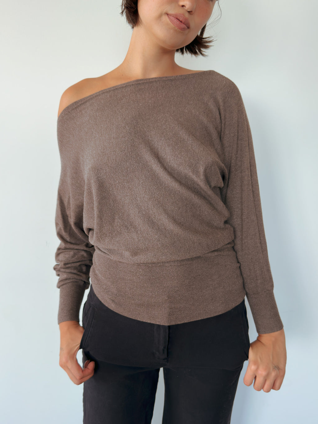 asymmetric slouch knit jumper — size S