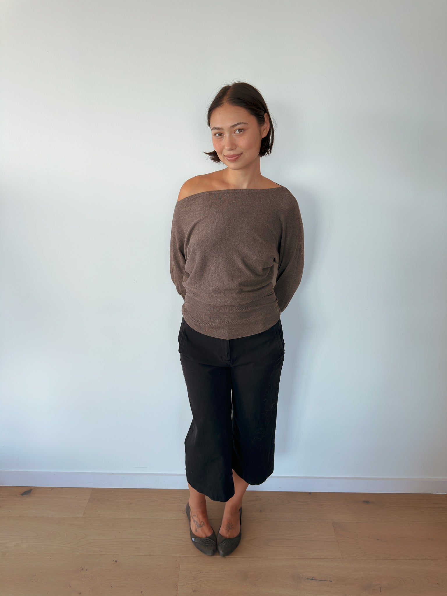 asymmetric slouch knit jumper — size S