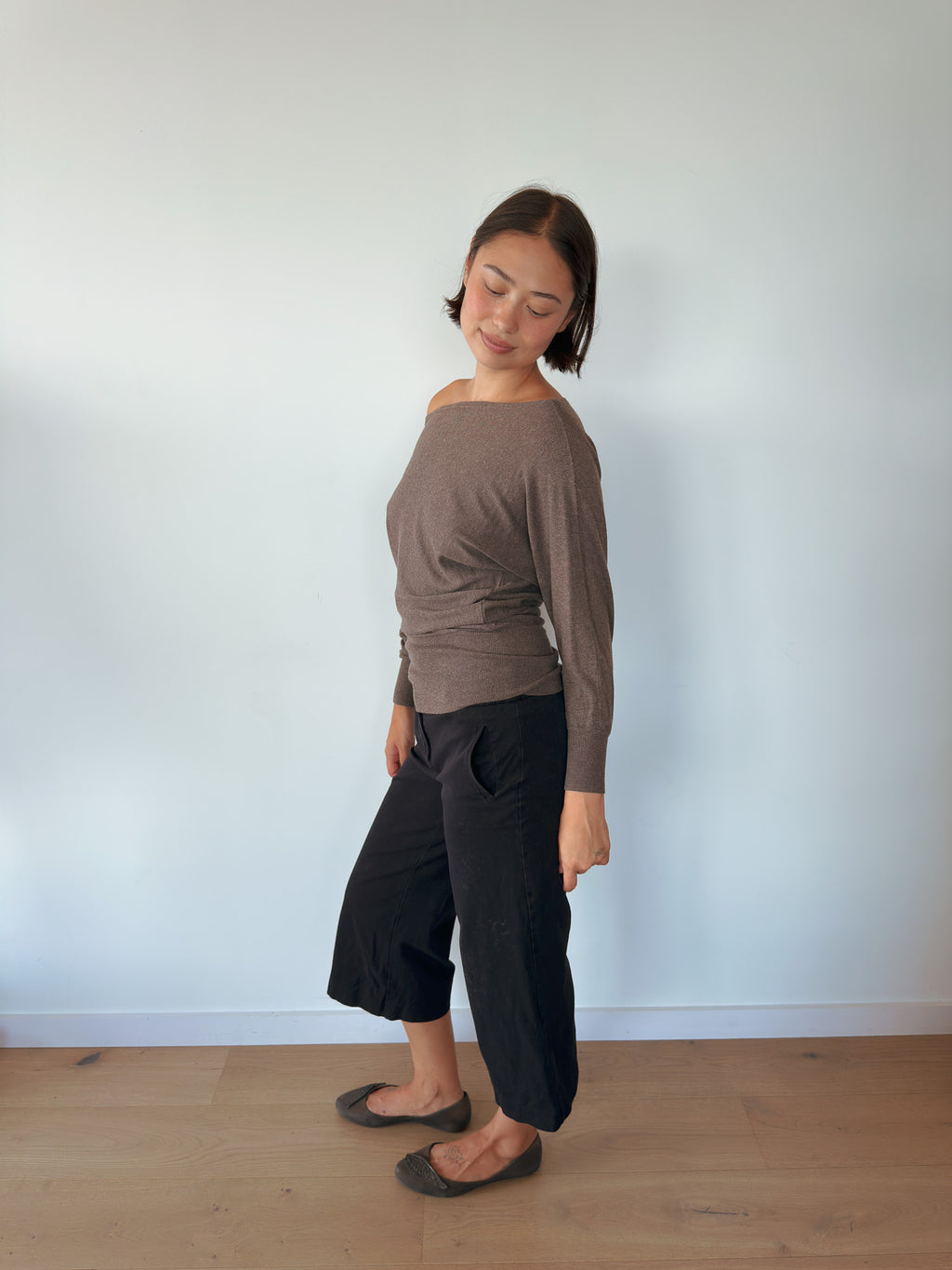 asymmetric slouch knit jumper — size S