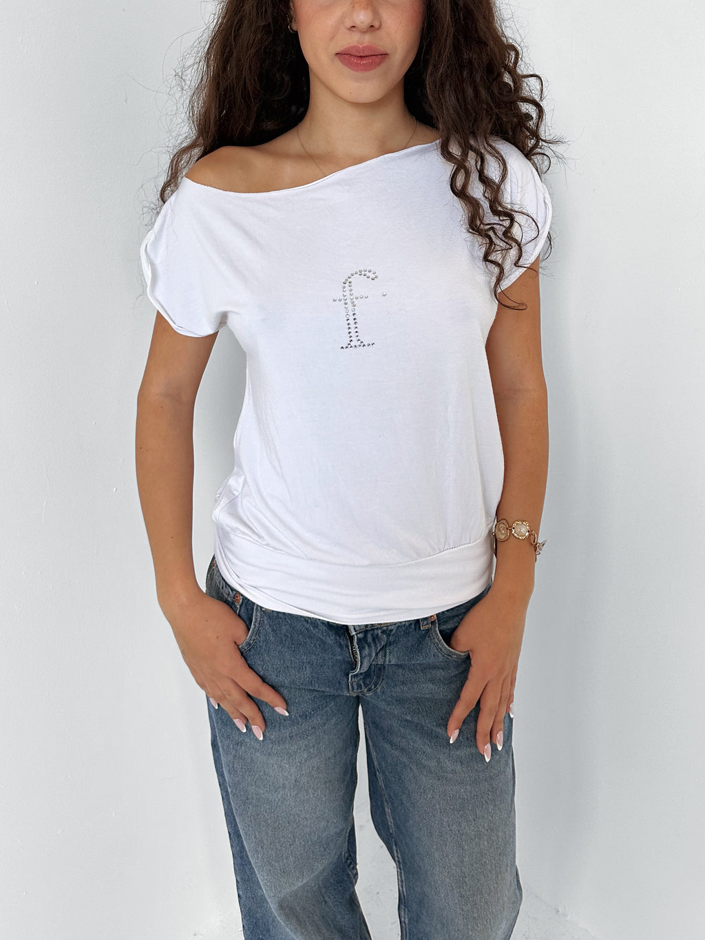 slouch off shoulder tee — size s