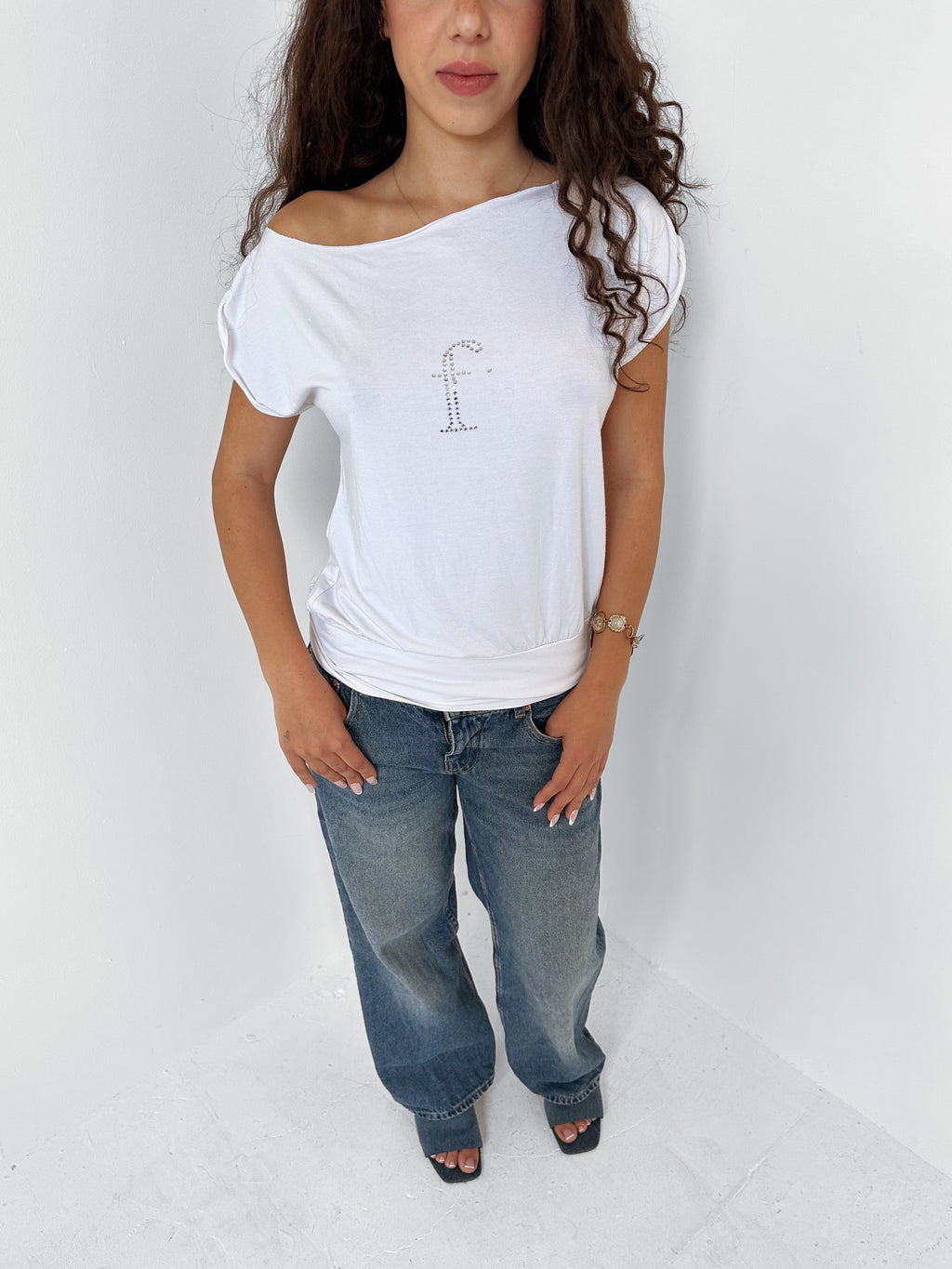 slouch off shoulder tee — size s