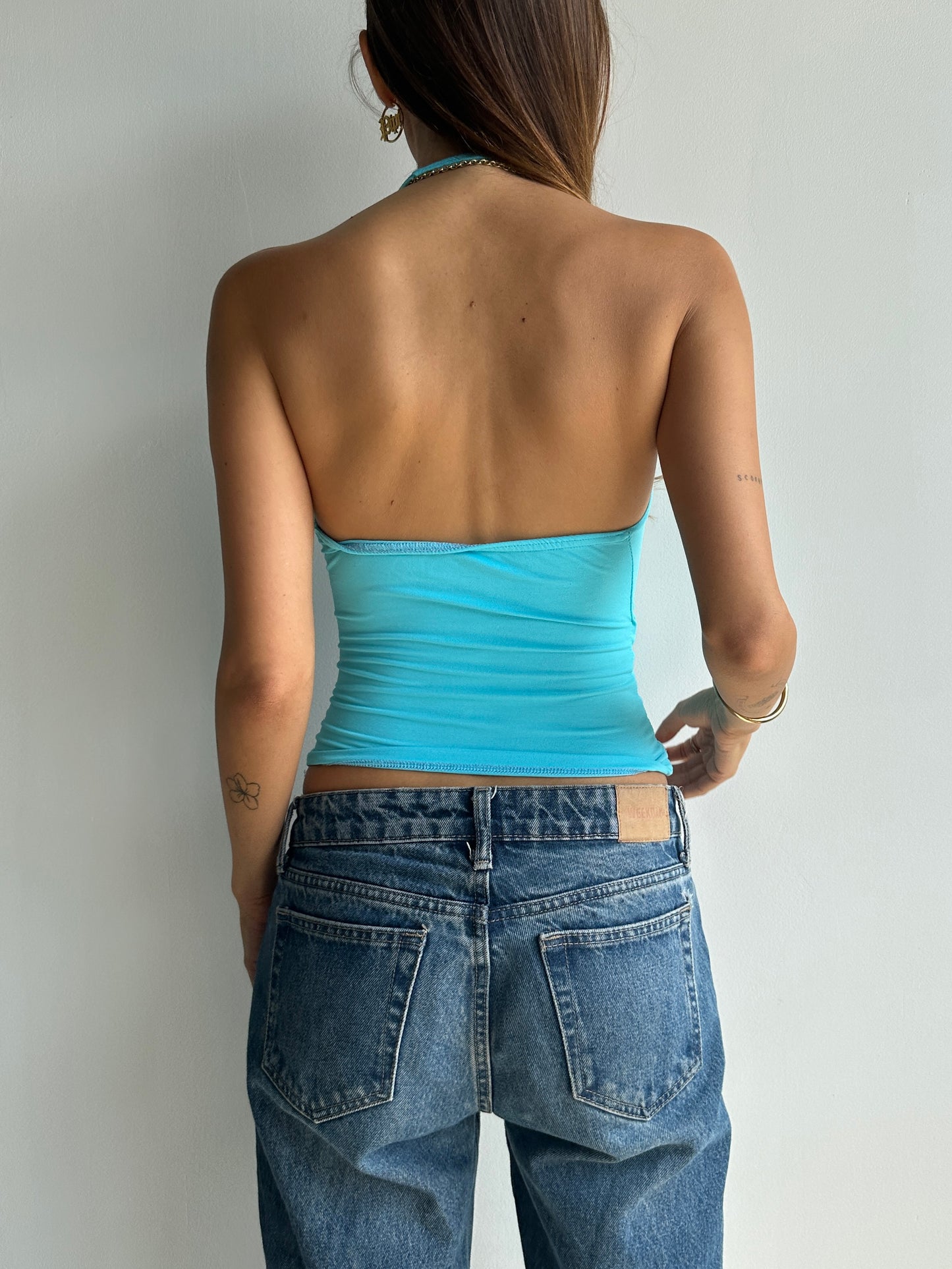 Aqua Slinky Halter Top - Size XS
