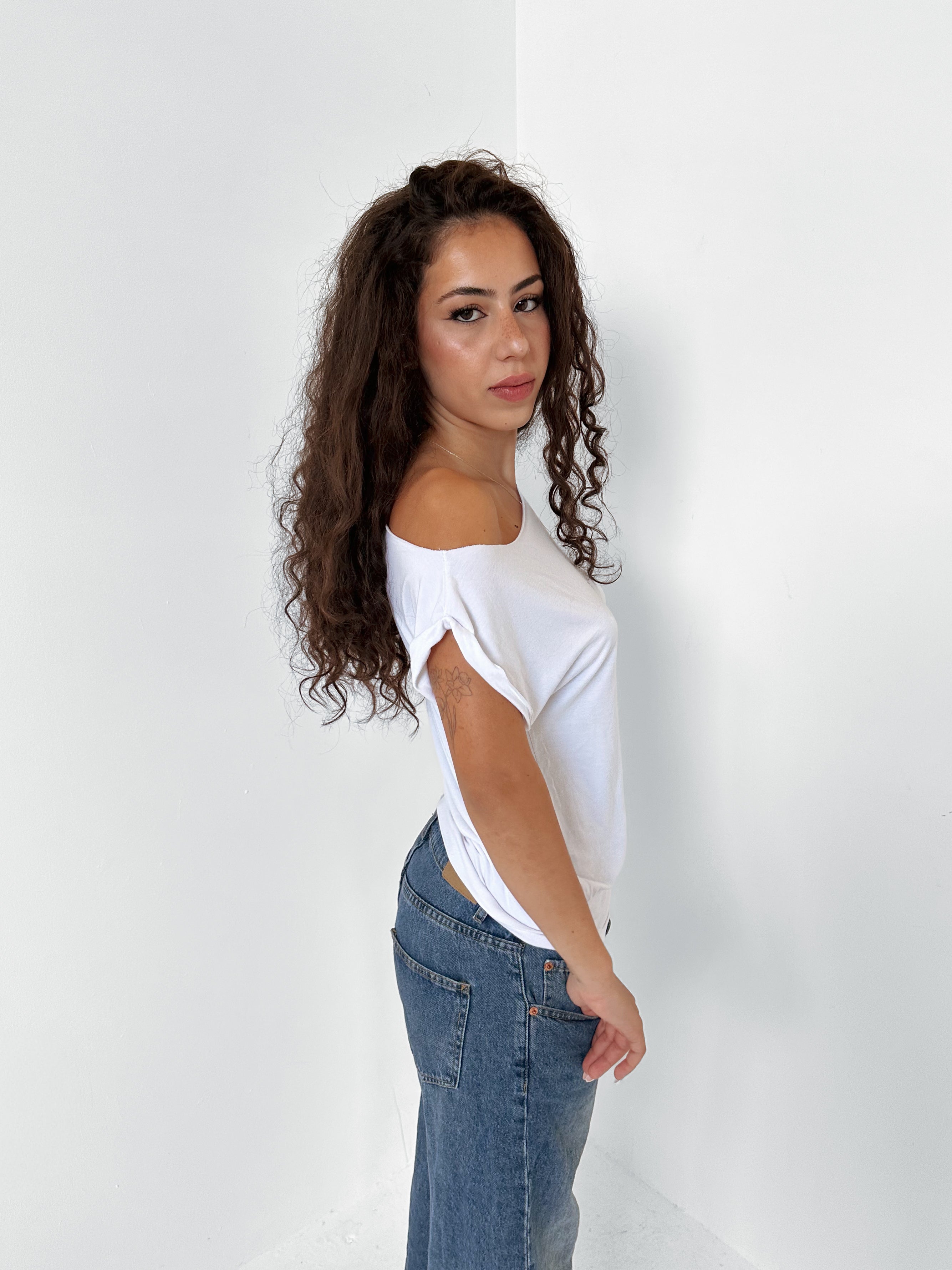 slouch off shoulder tee — size s