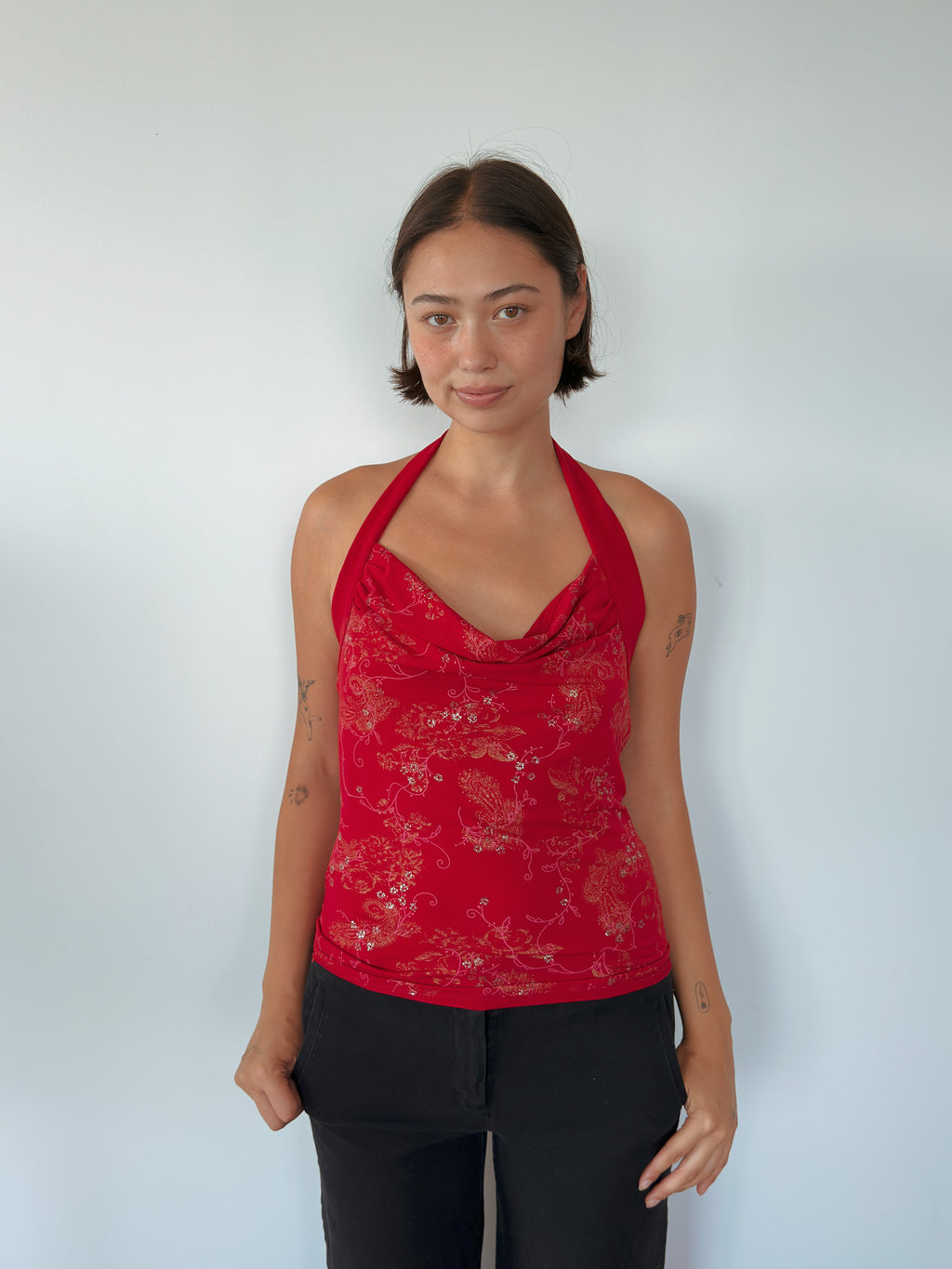 slinky halter neck top — size S