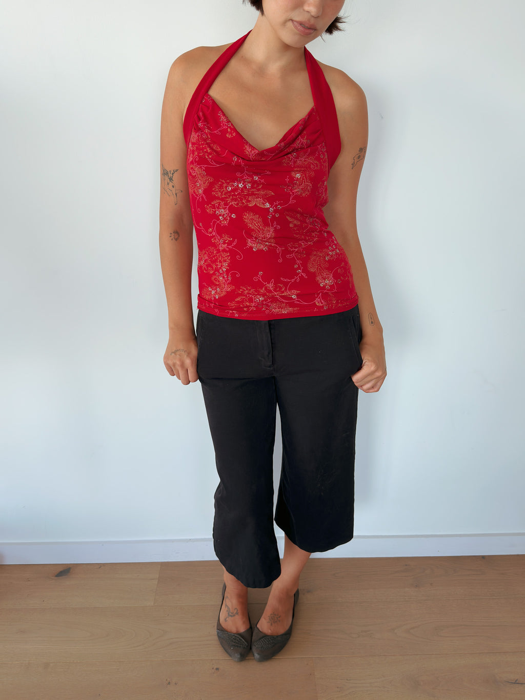 slinky halter neck top — size S