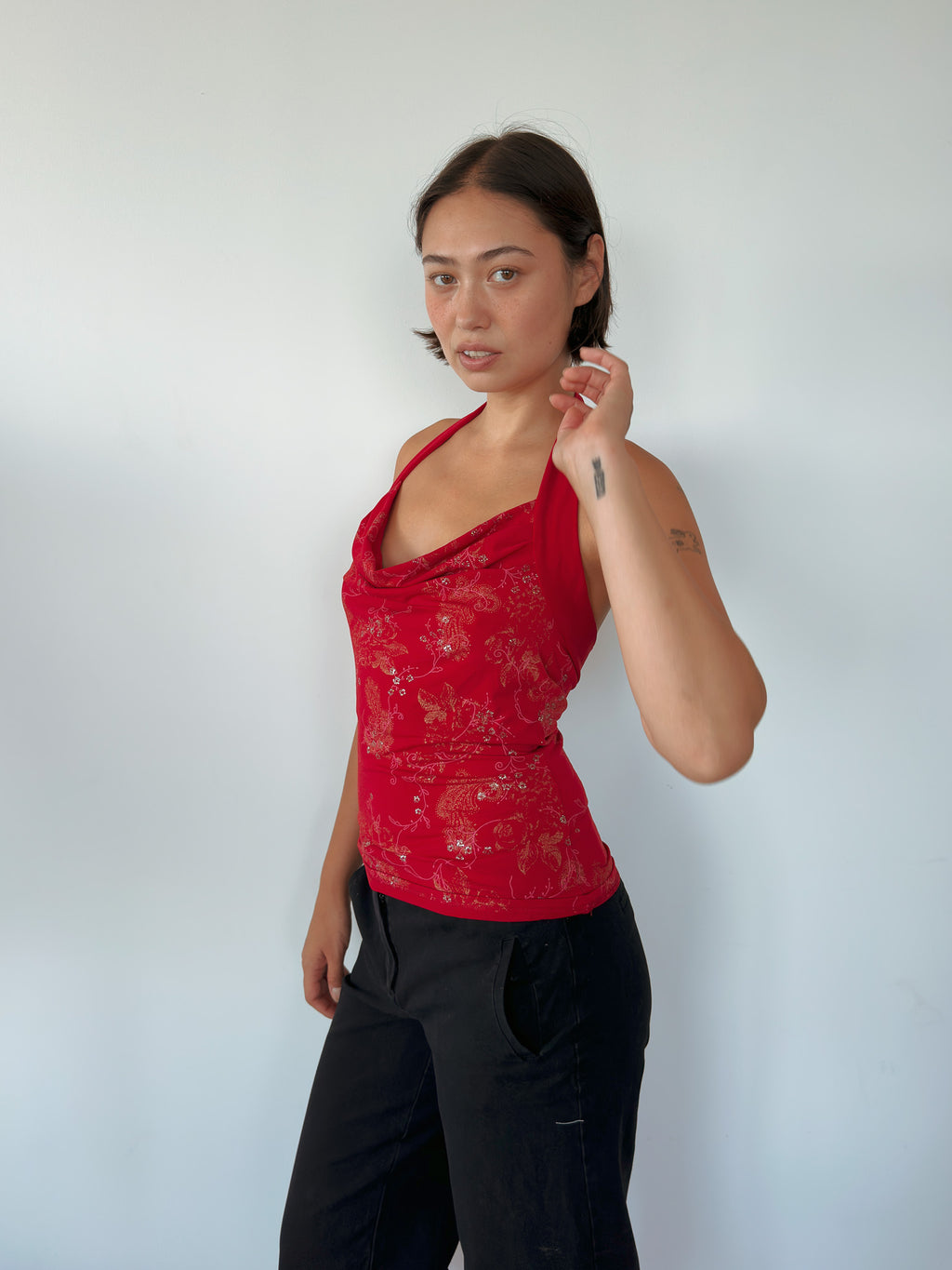 slinky halter neck top — size S