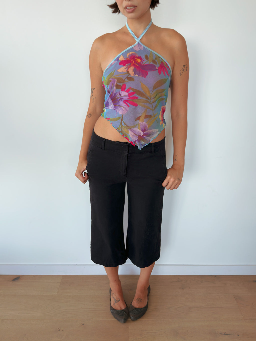 mesh halter neck top — size XS