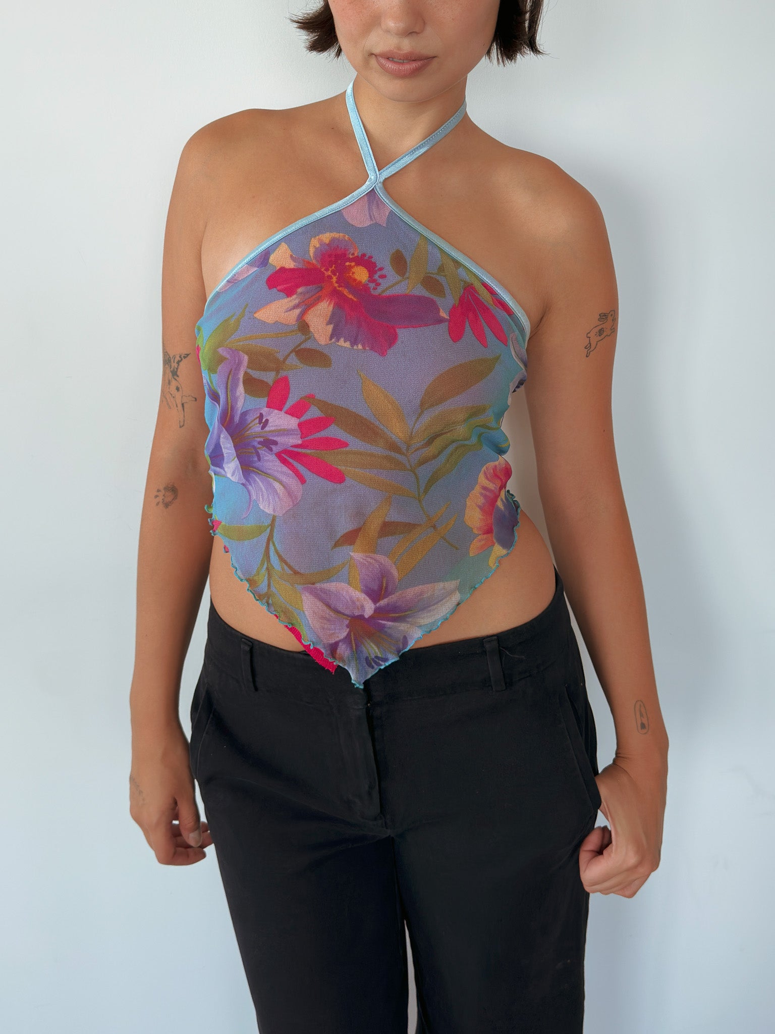 mesh halter neck top — size XS