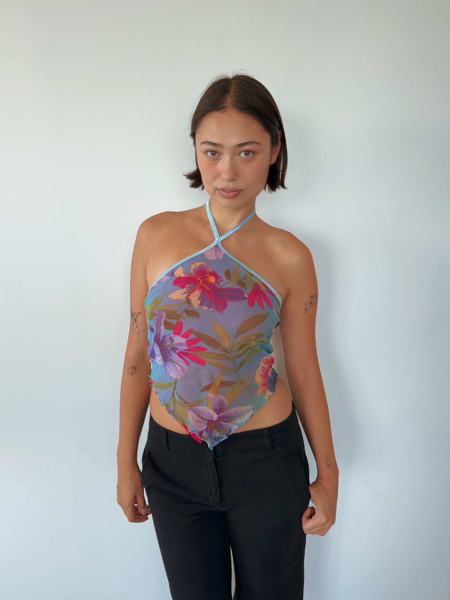 mesh halter neck top — size XS