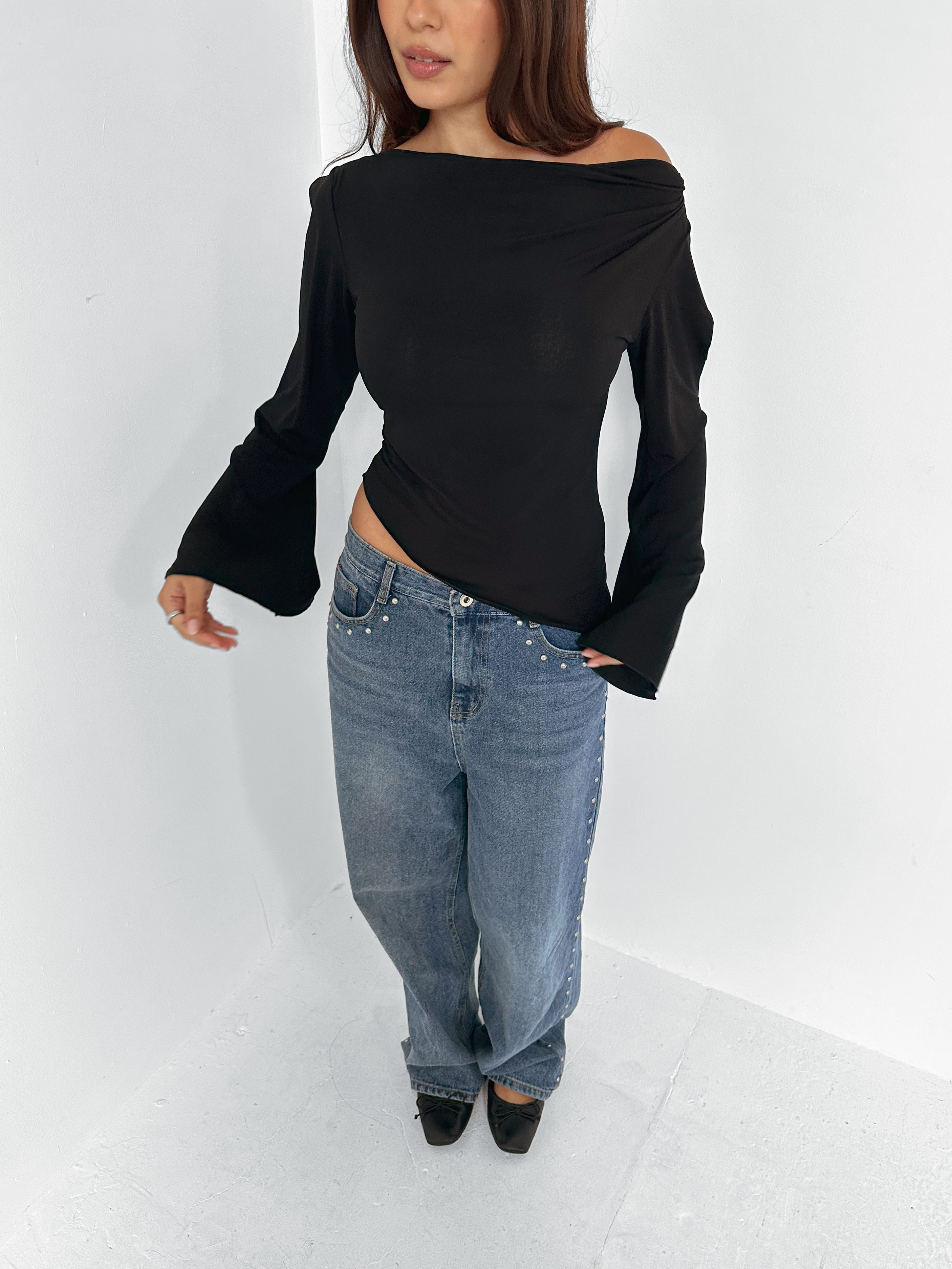 slinky cowl neck top — size s