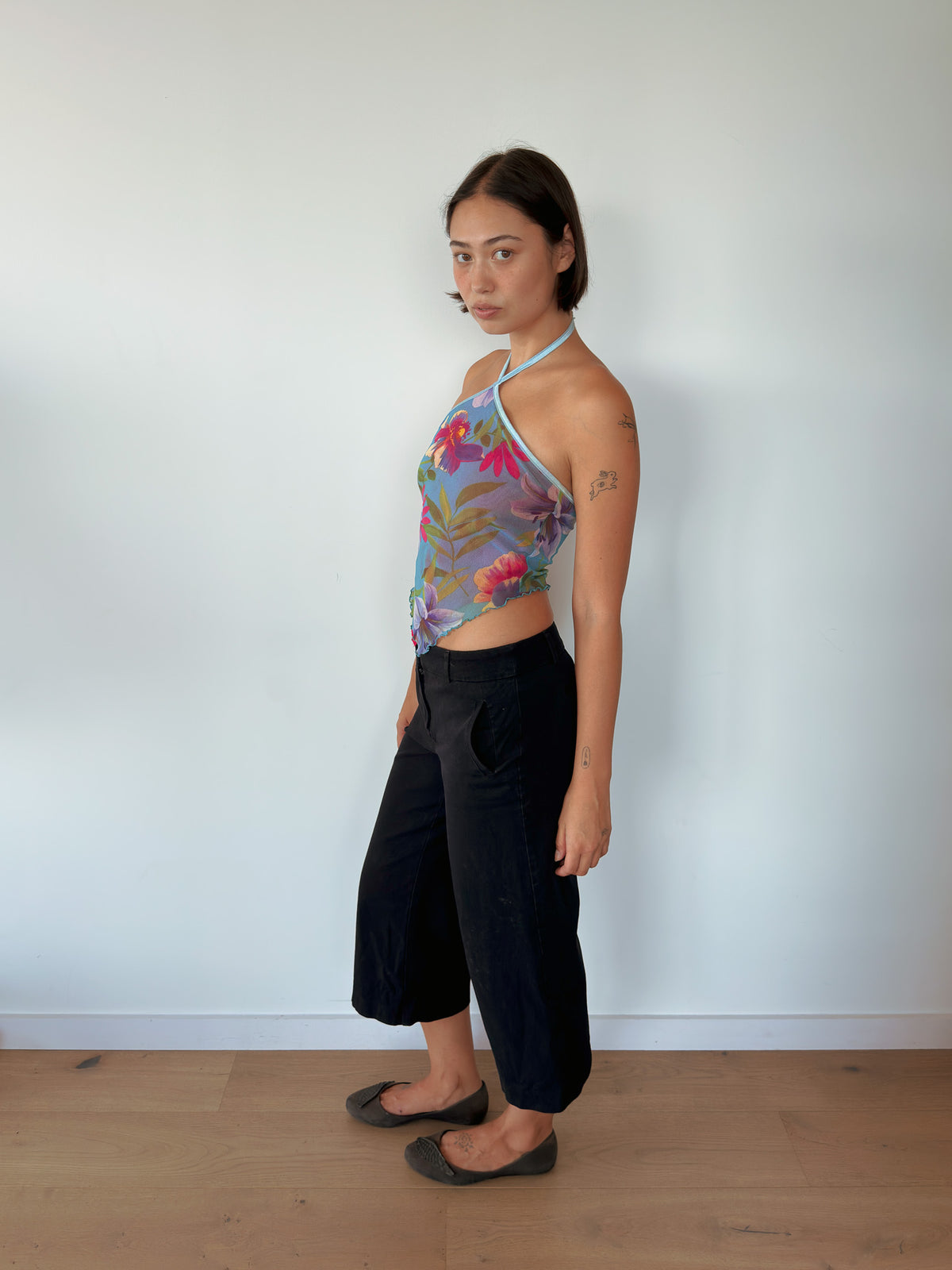 mesh halter neck top — size XS