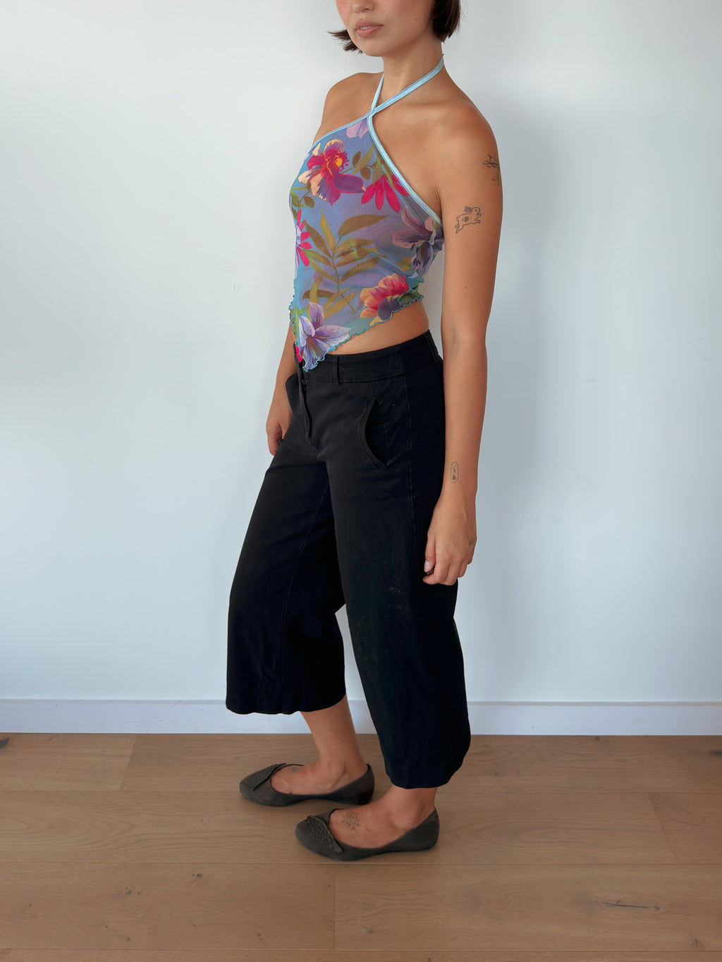 mesh halter neck top — size XS