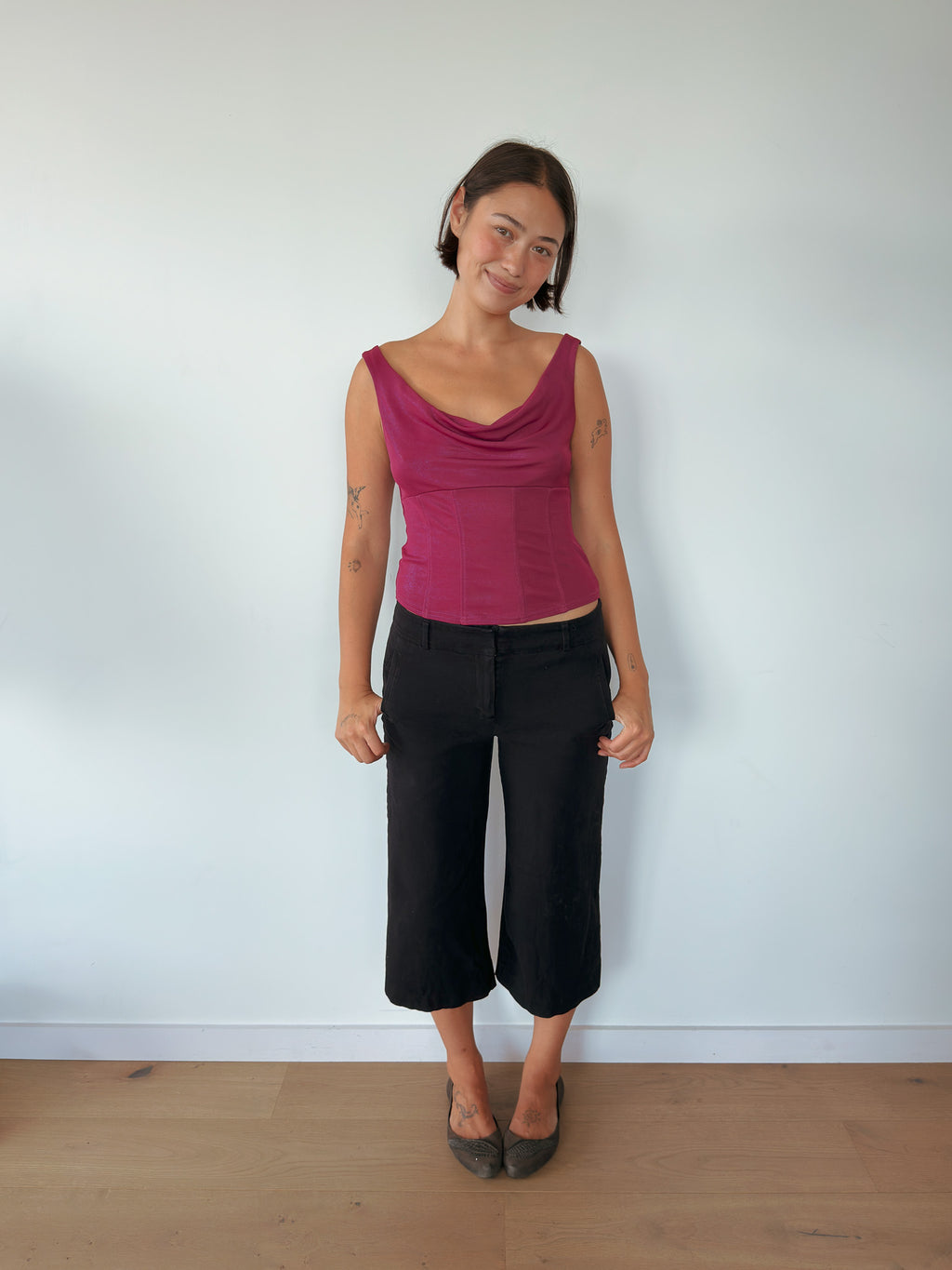 cowl neck tank top — size S