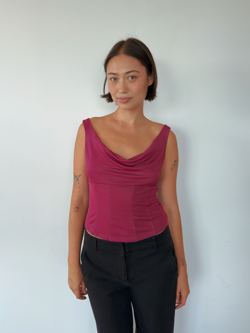 cowl neck tank top — size S