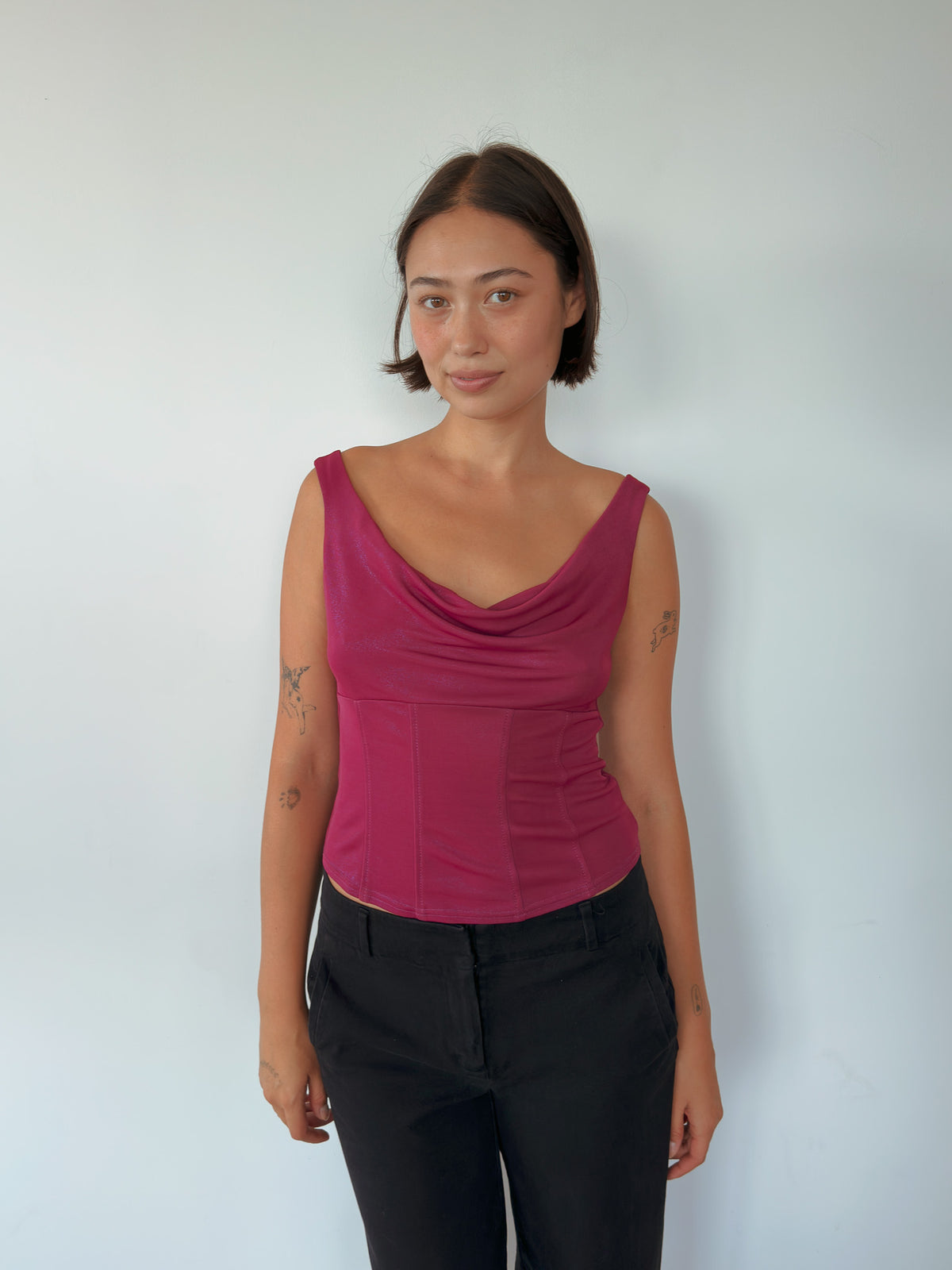 cowl neck tank top — size S