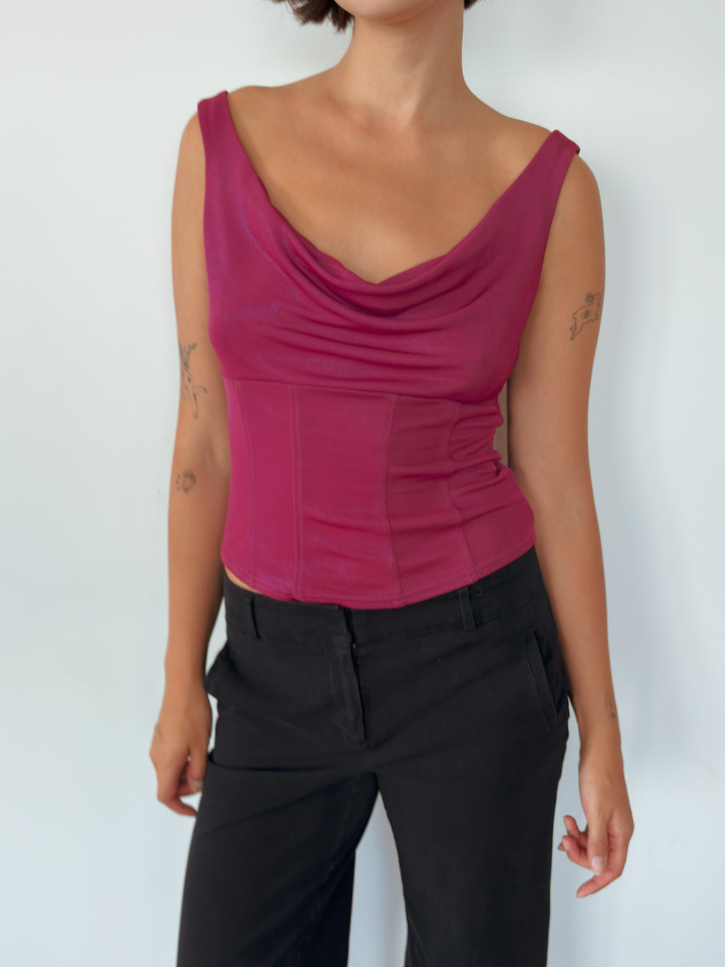 cowl neck tank top — size S