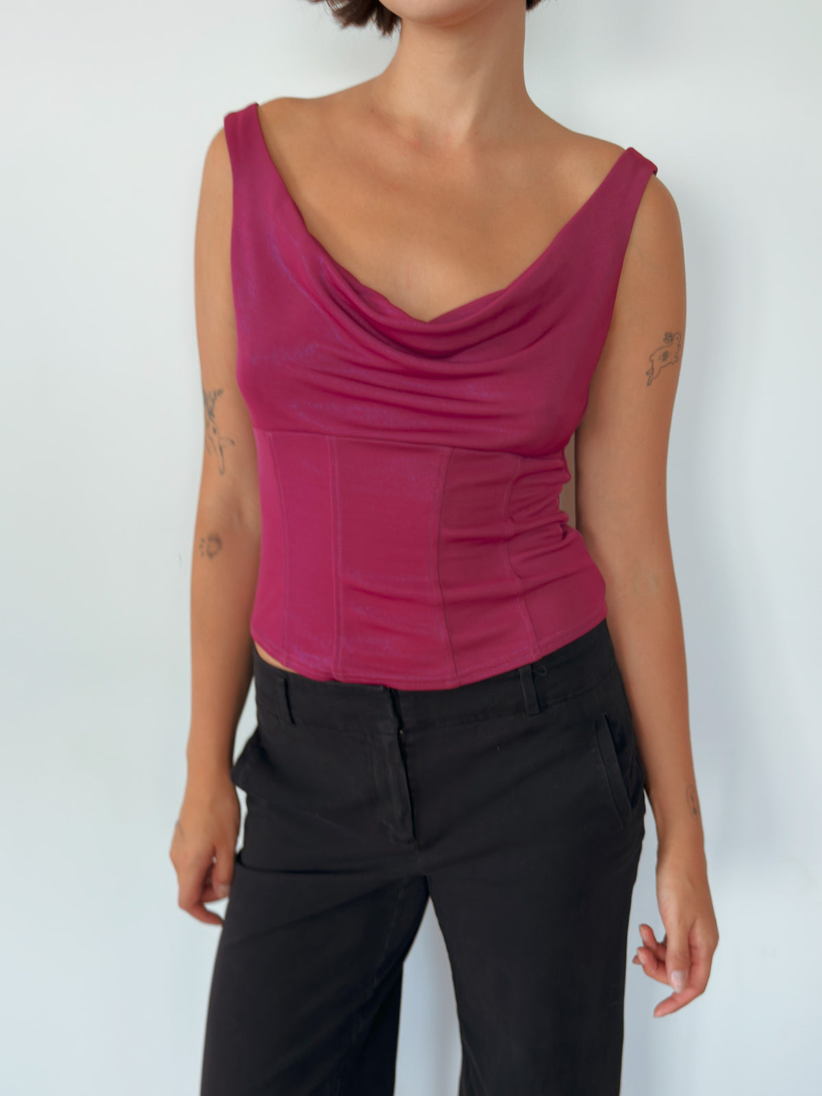 cowl neck tank top — size S