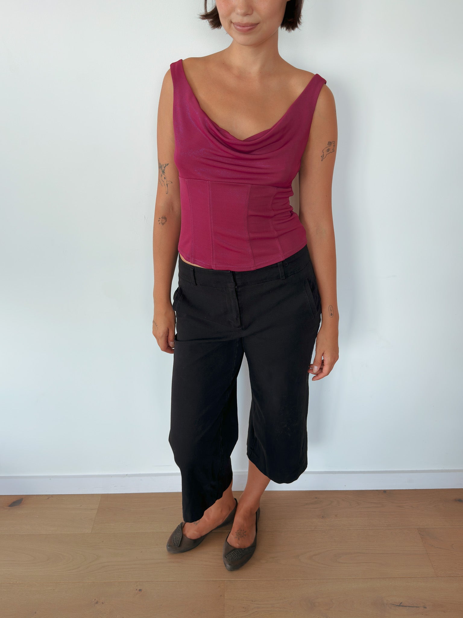 cowl neck tank top — size S
