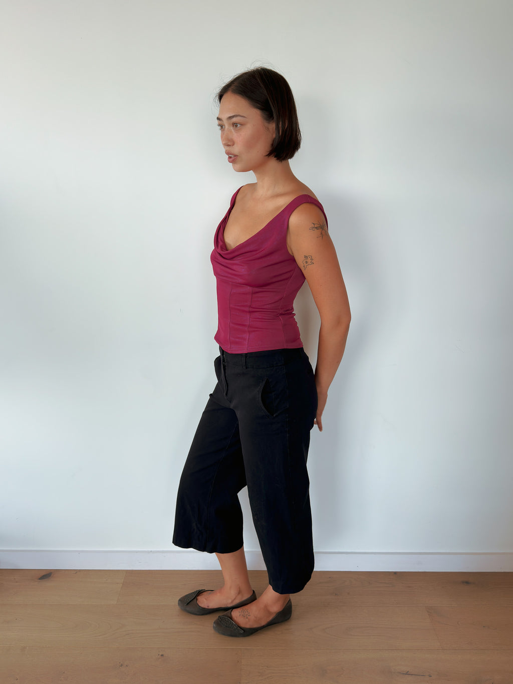 cowl neck tank top — size S