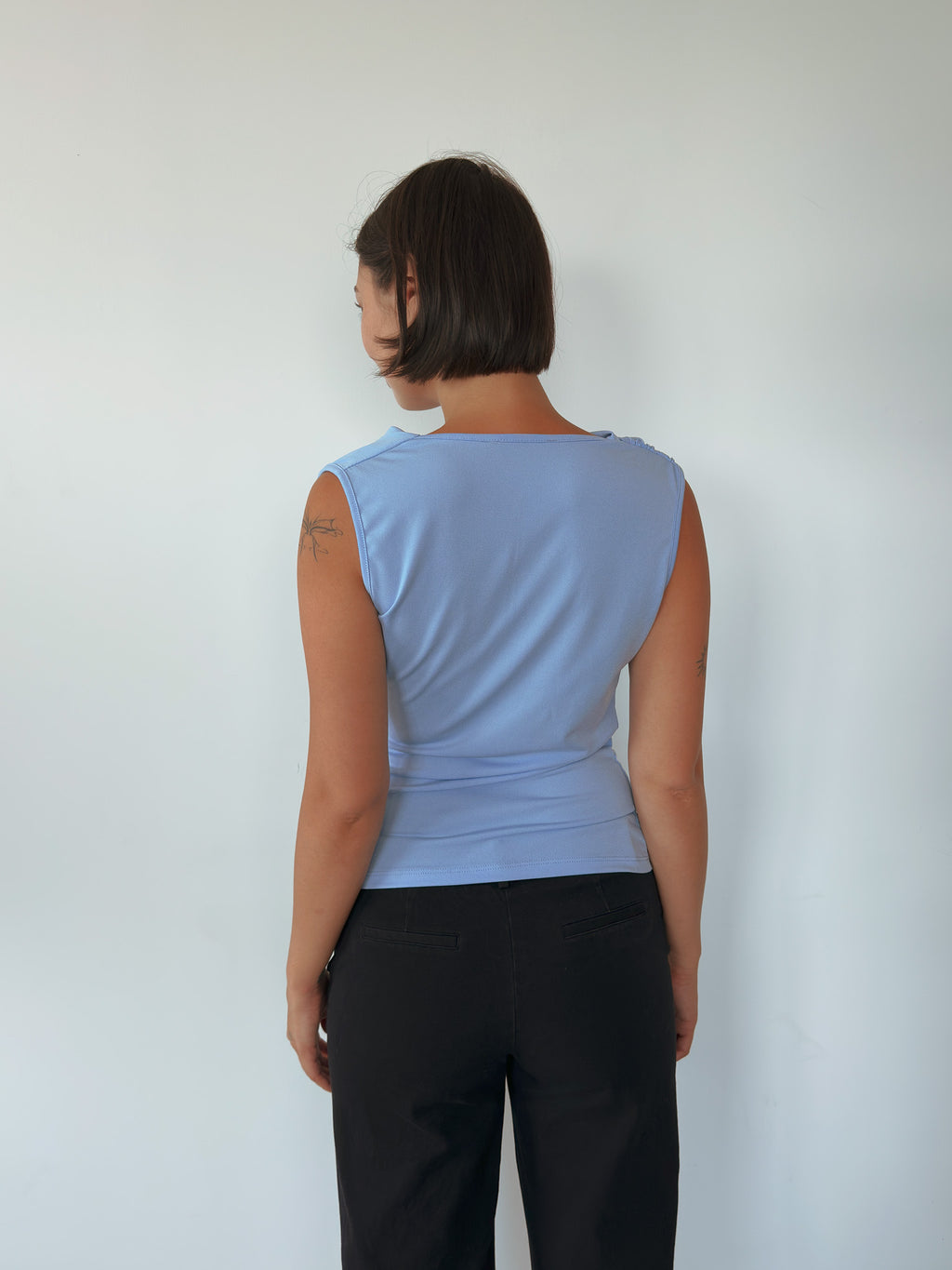 asymmetric drape tank top — size S-M