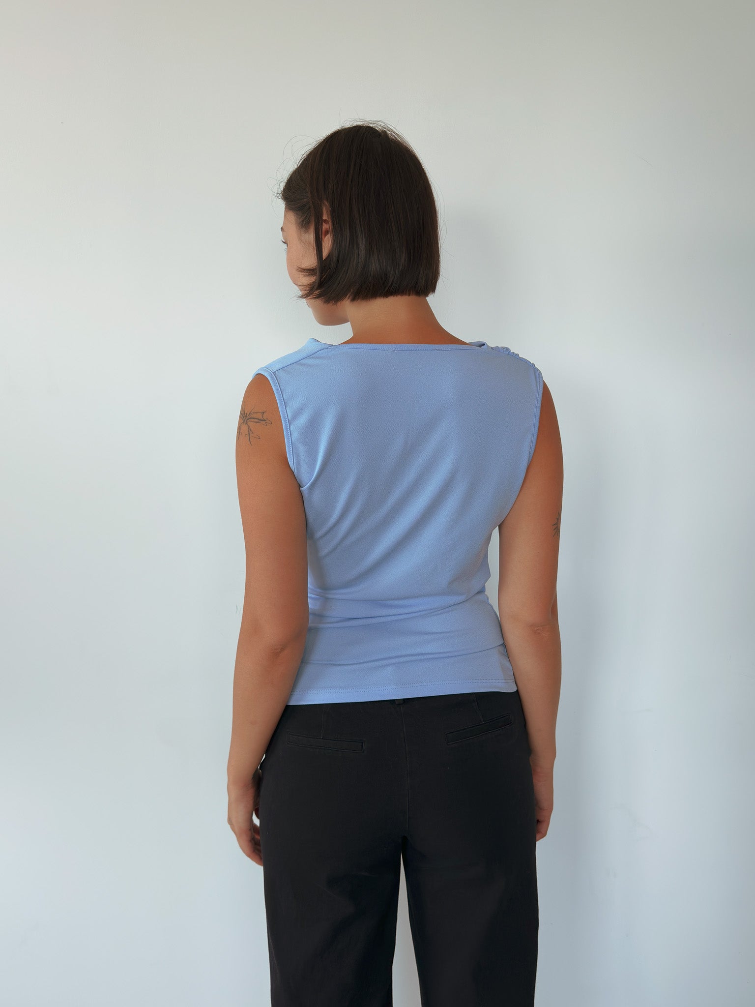 asymmetric drape tank top — size S-M