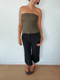 zip denim tube top — size S
