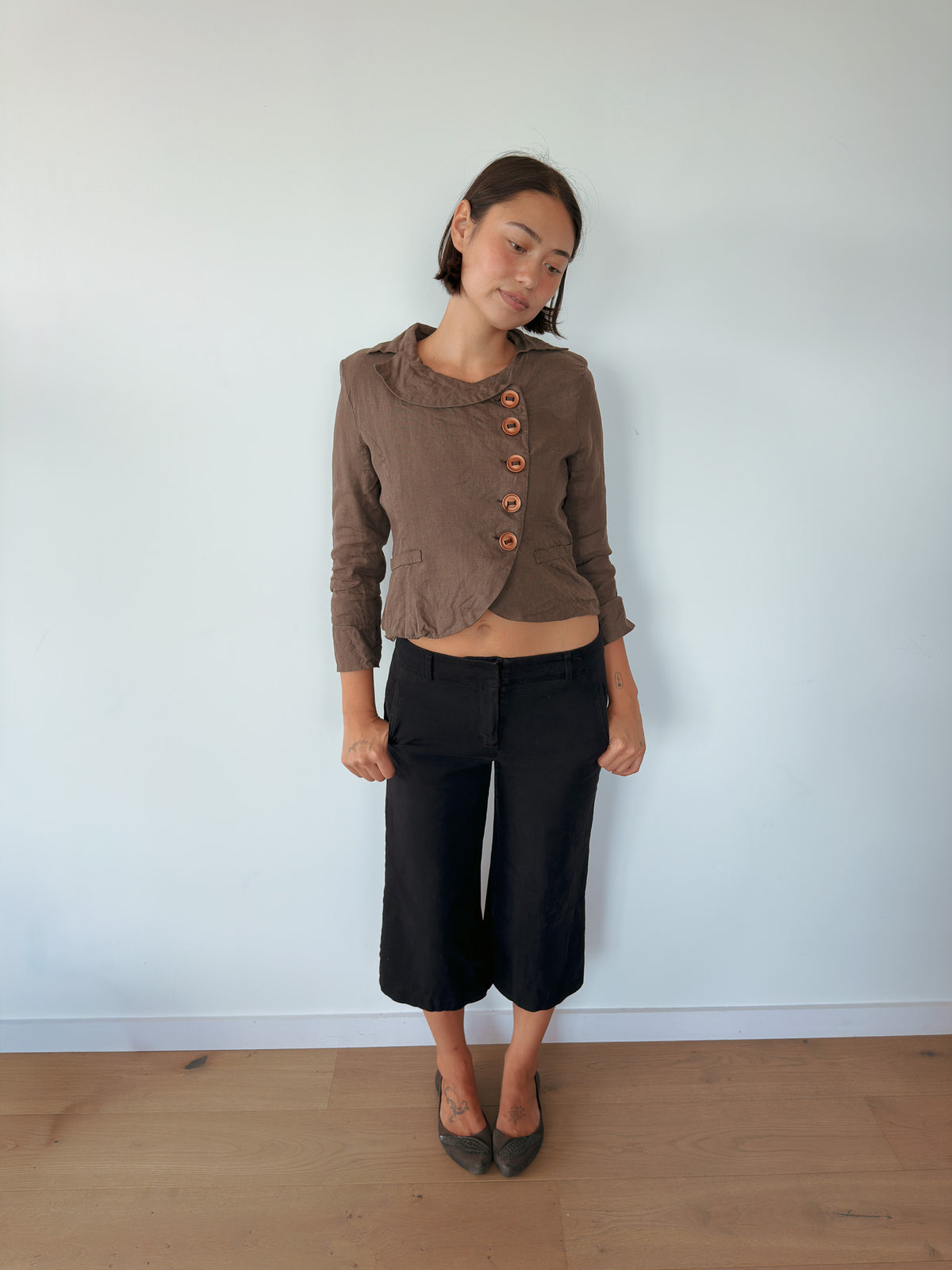 asymmetric pea coat — size S