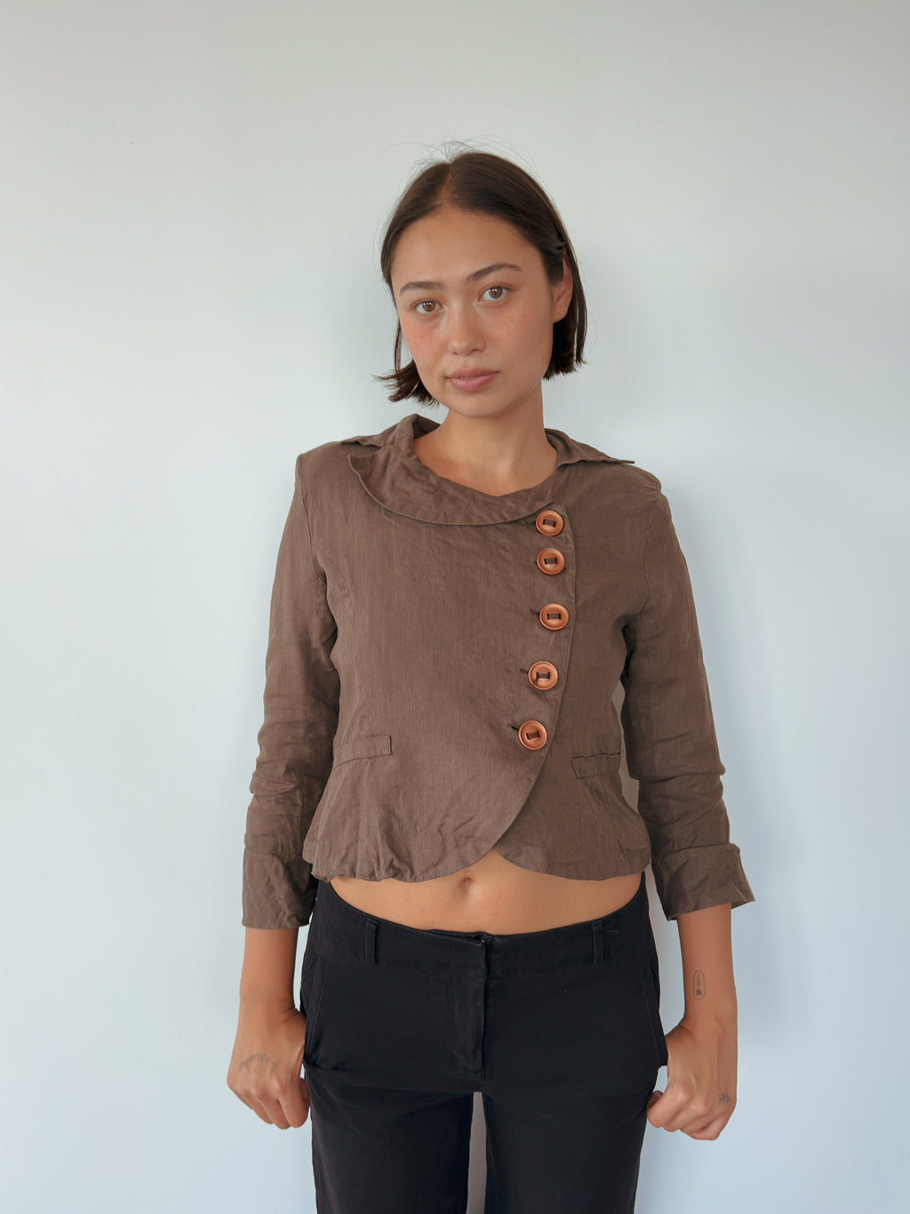 asymmetric pea coat — size S